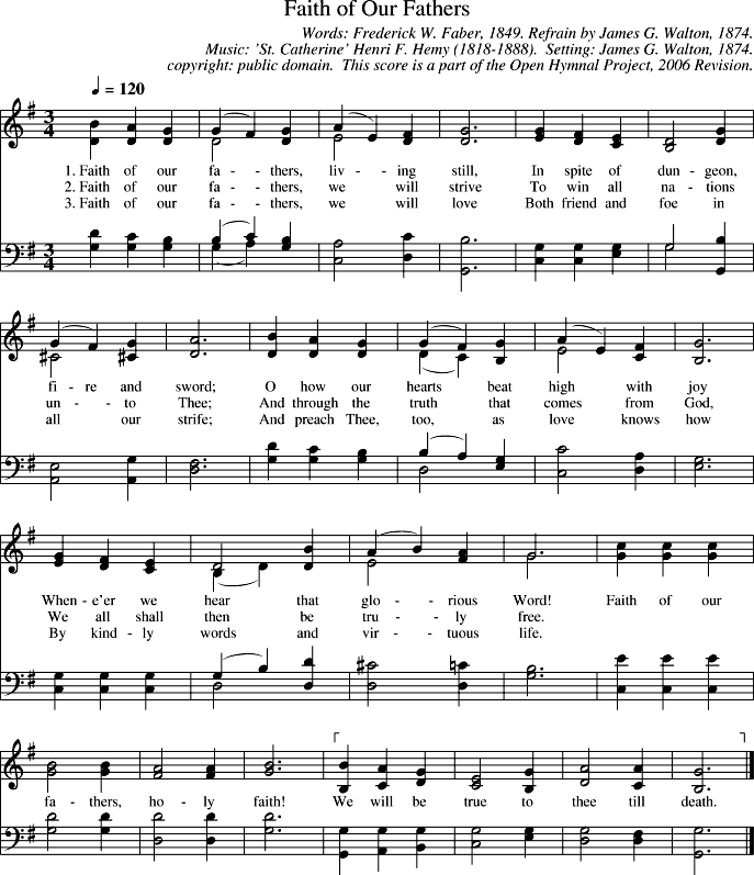 Faith of Our Fathers Piano Sheet Music Page 1 Free PDF