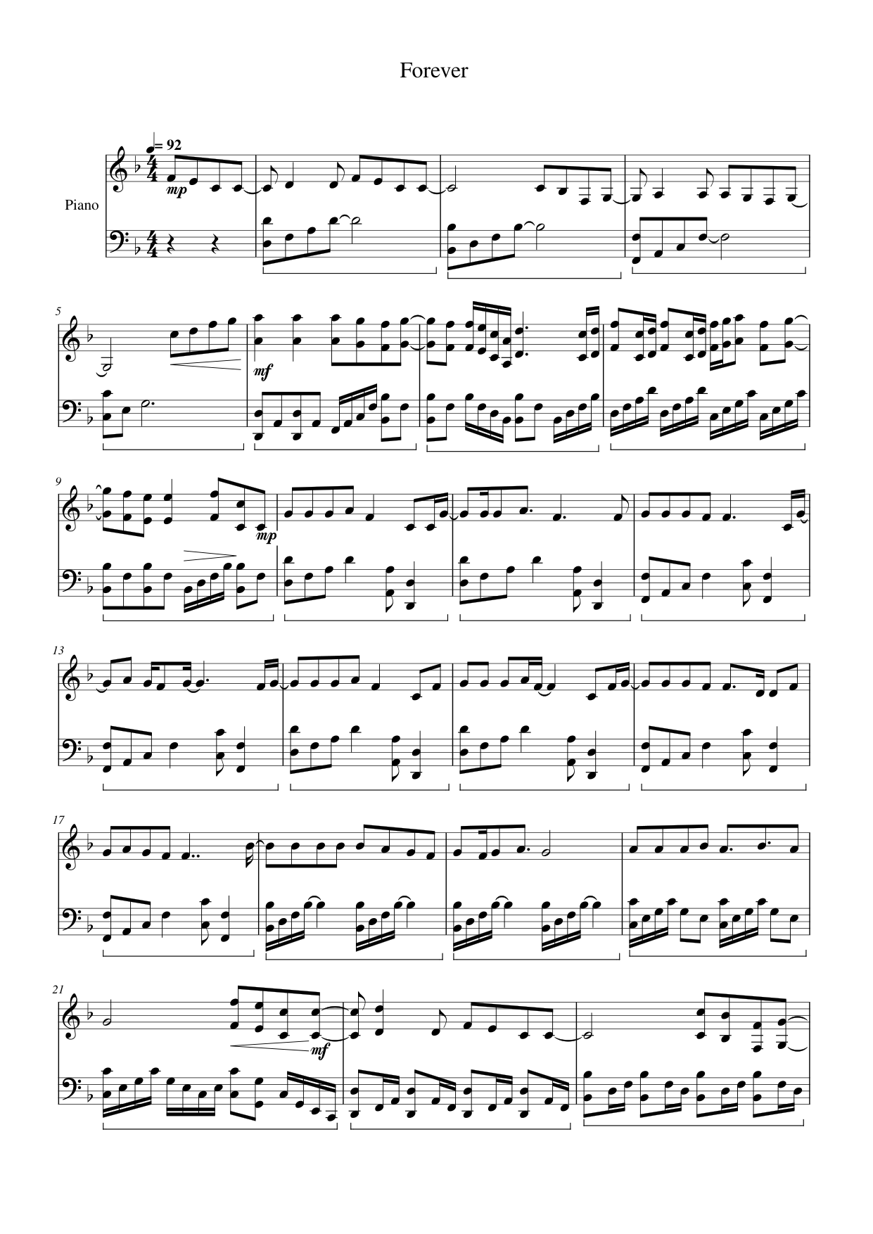 Forever Piano Sheet Music Free PDF