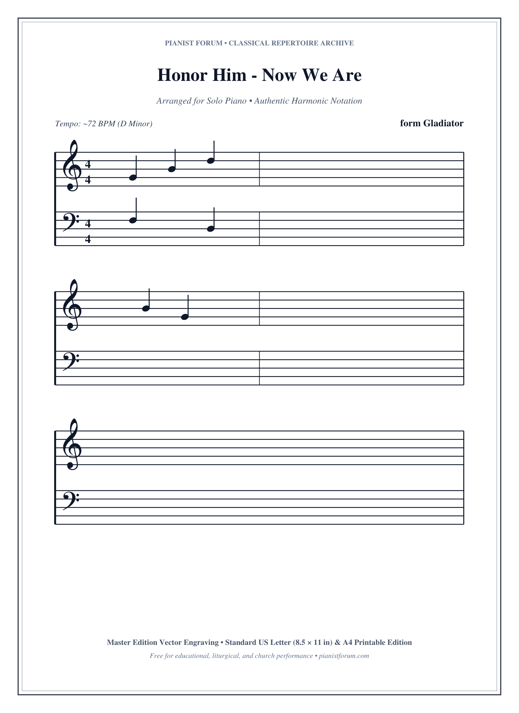 Honor Him - Now We Are Piano Sheet Music Page 1 Free PDF