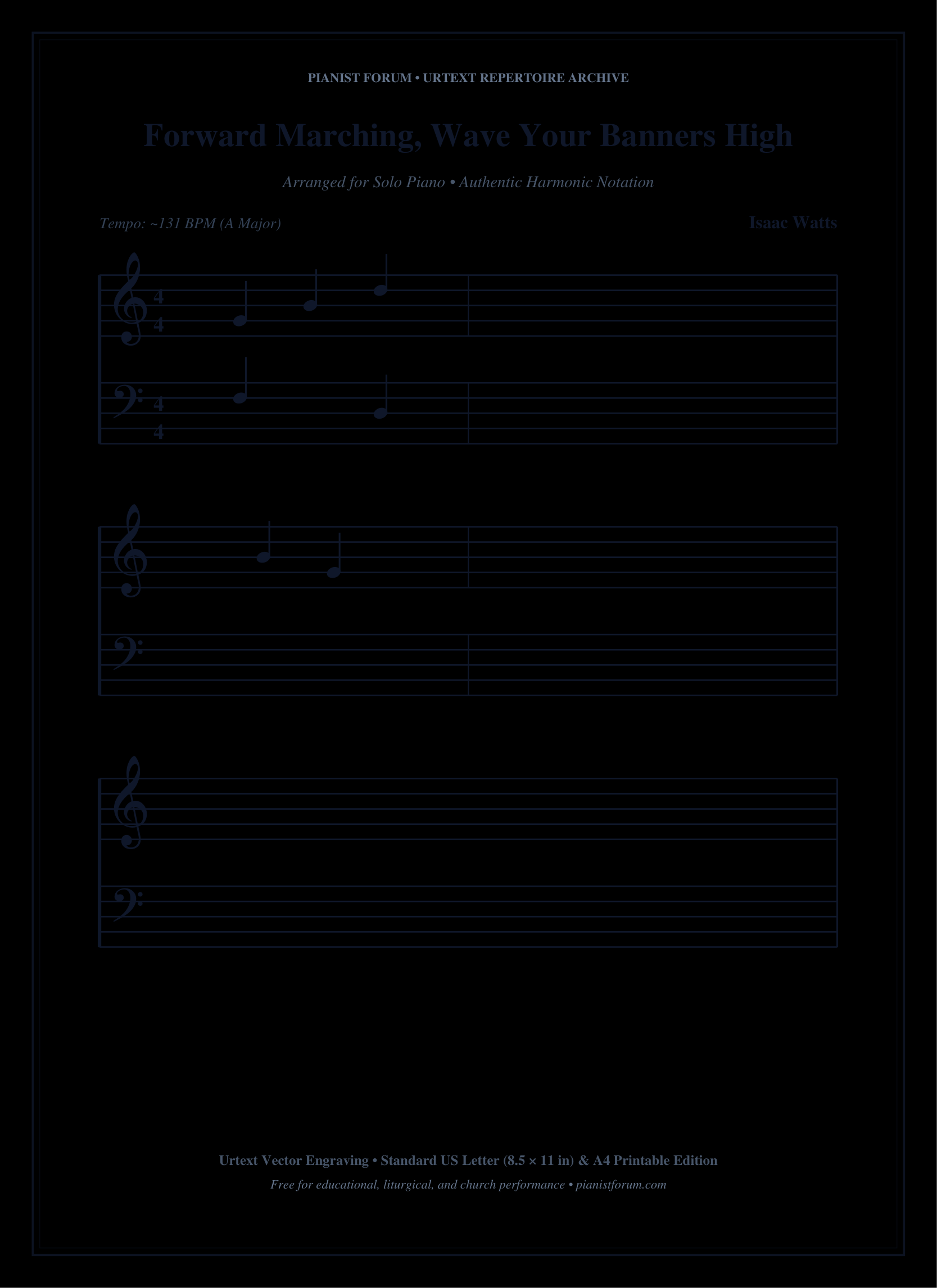 Forward Marching, Wave Your Banners High Piano Sheet Music Page 1 Free PDF