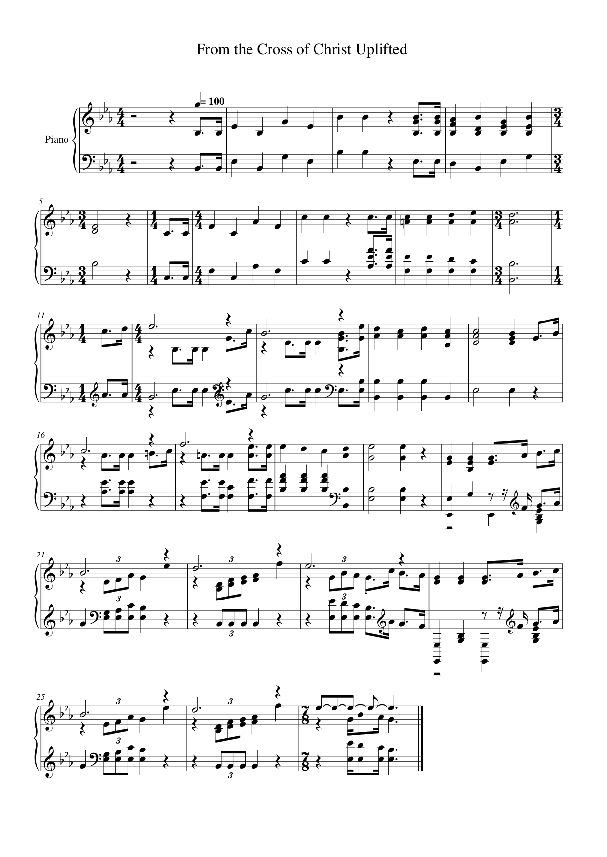 From the Cross of Christ Uplifted Piano Sheet Music Page 1 Free PDF