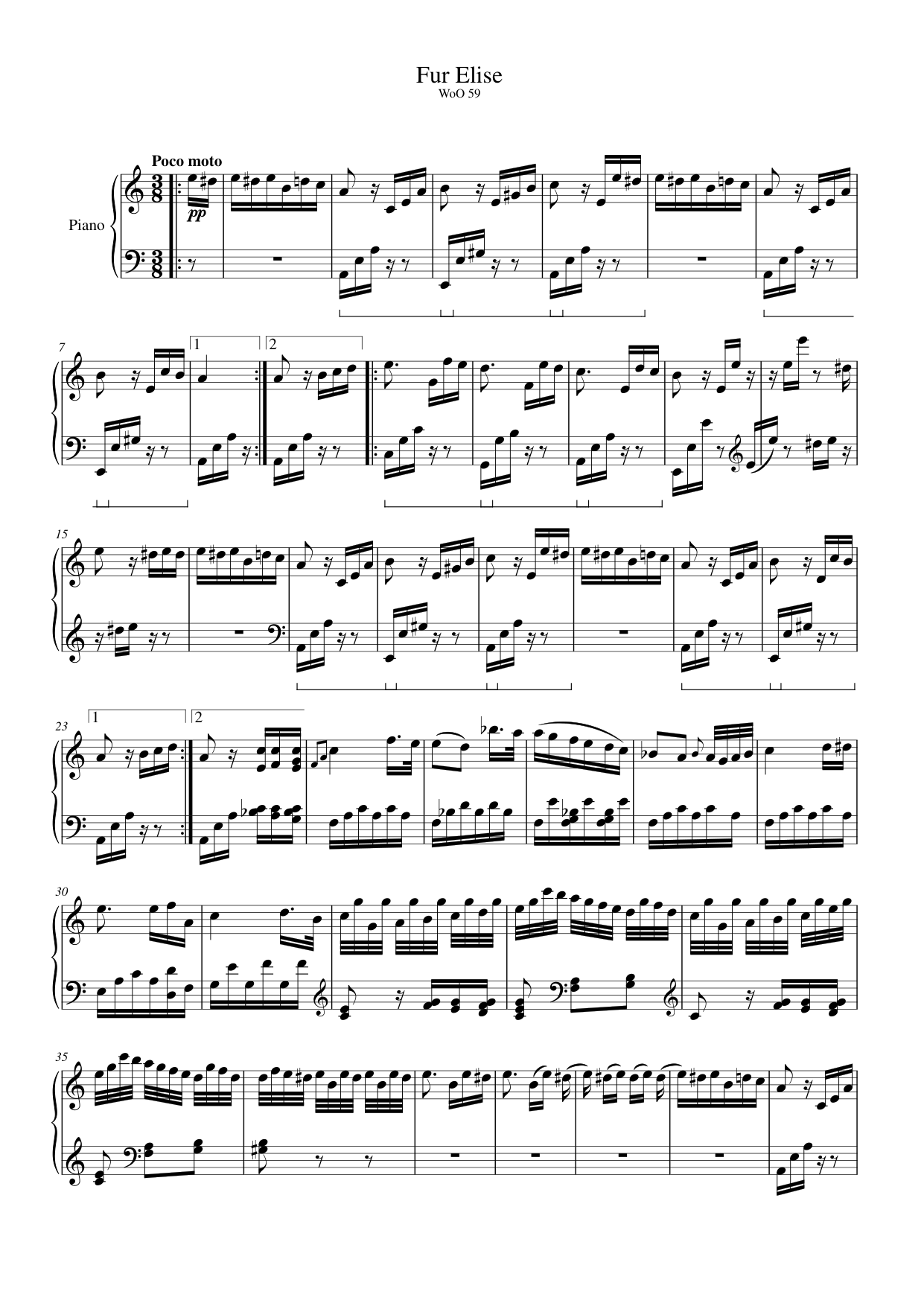 Für Elise Piano Sheet Music Page 1 Free PDF