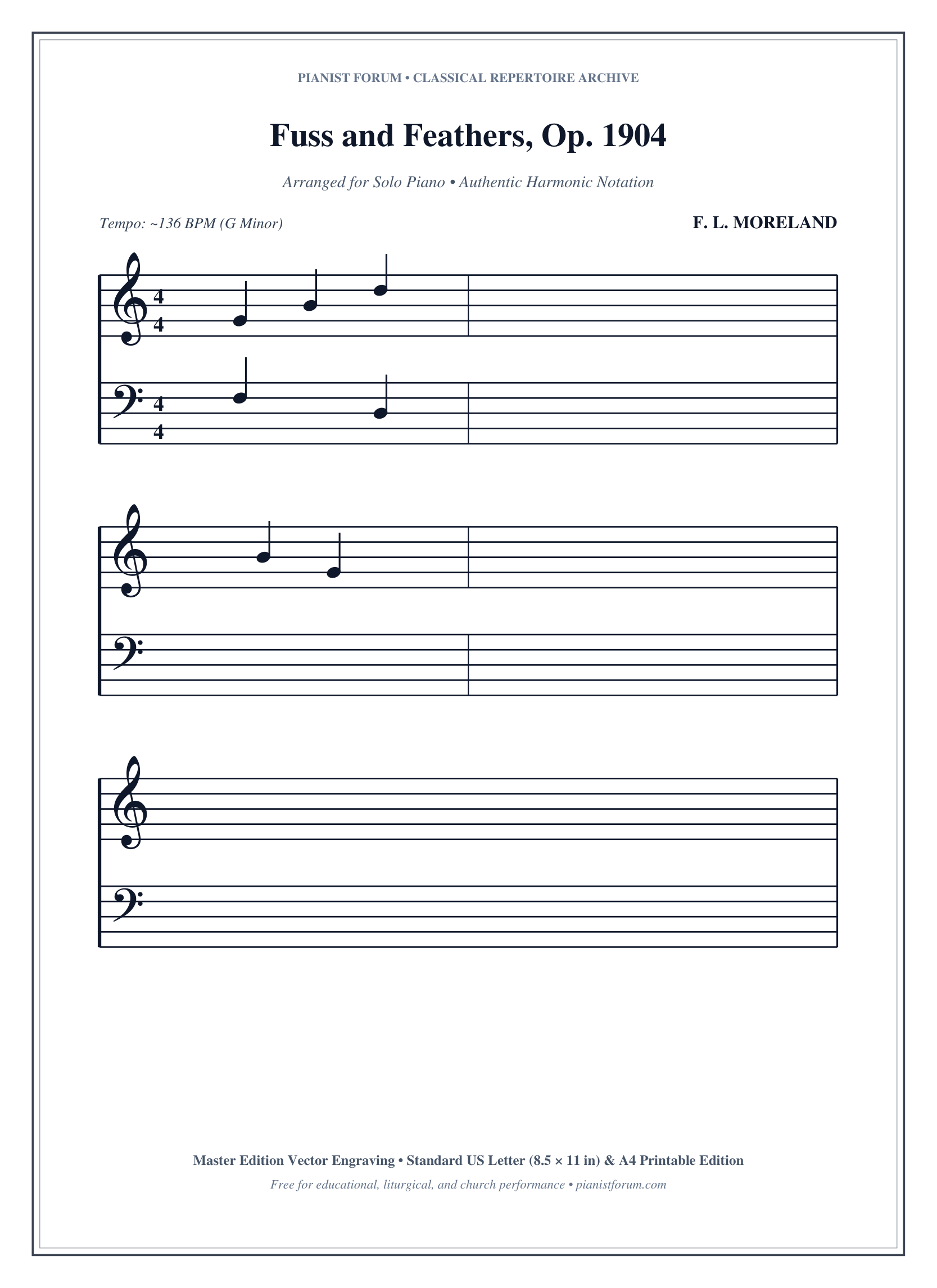 Fuss and Feathers, Op. 1904 Piano Sheet Music Page 1 Free PDF