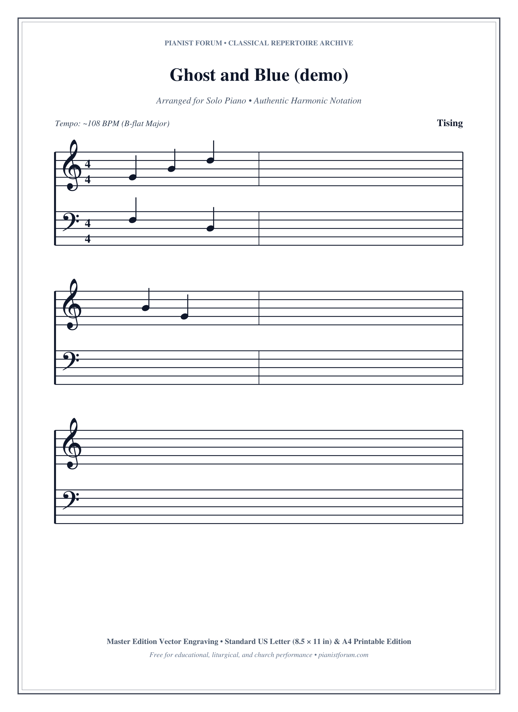 Ghost and Blue (demo) Piano Sheet Music Page 1 Free PDF