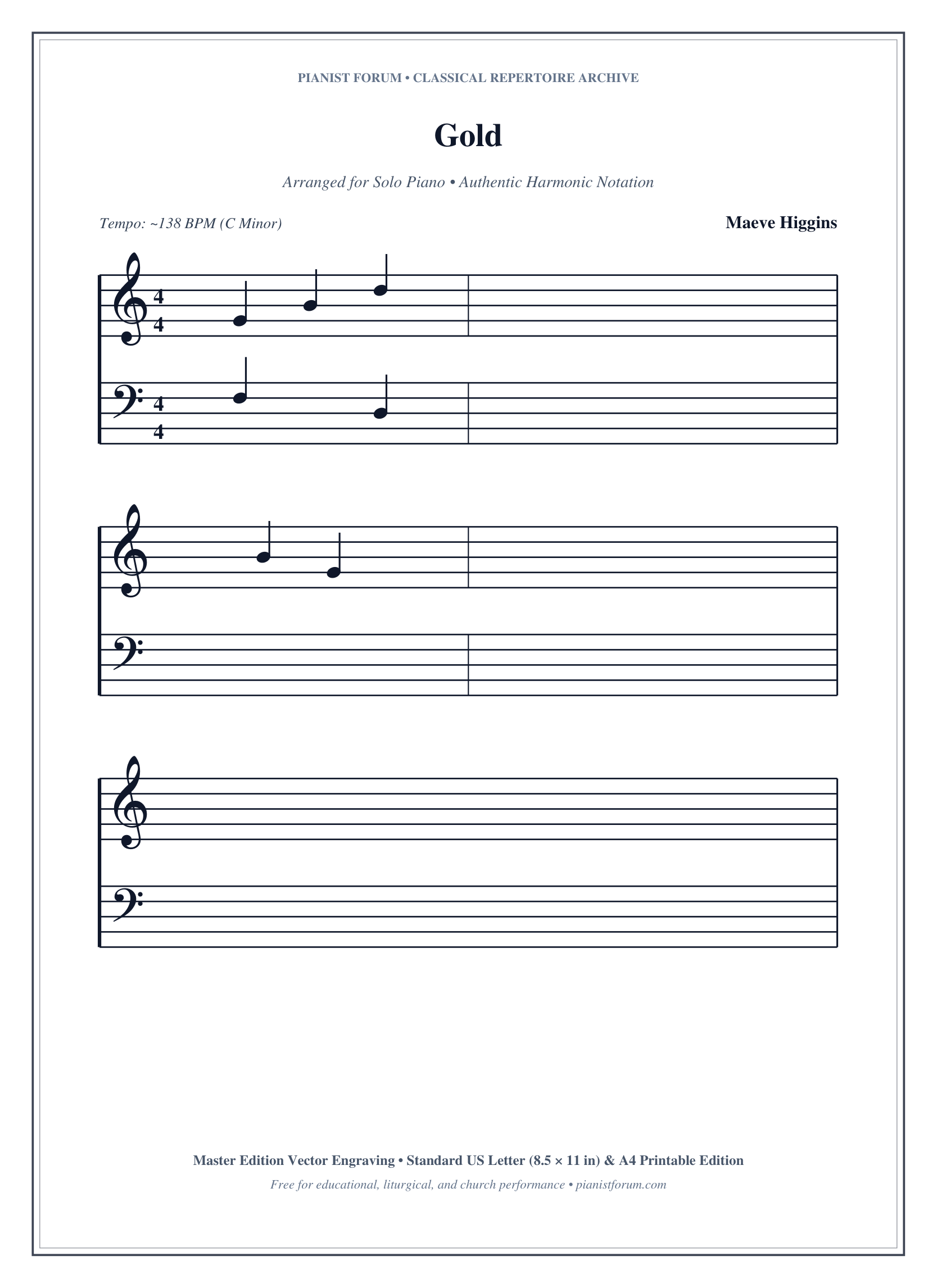 Gold Piano Sheet Music Page 1 Free PDF