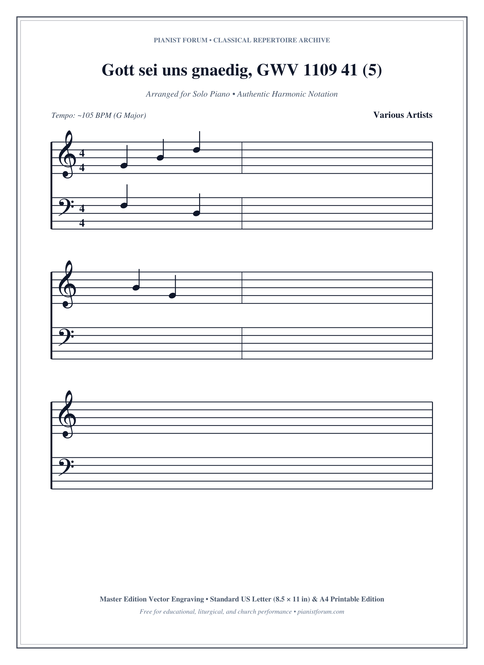 Gott sei uns gnaedig, GWV 1109 41 (5) Piano Sheet Music Page 1 Free PDF