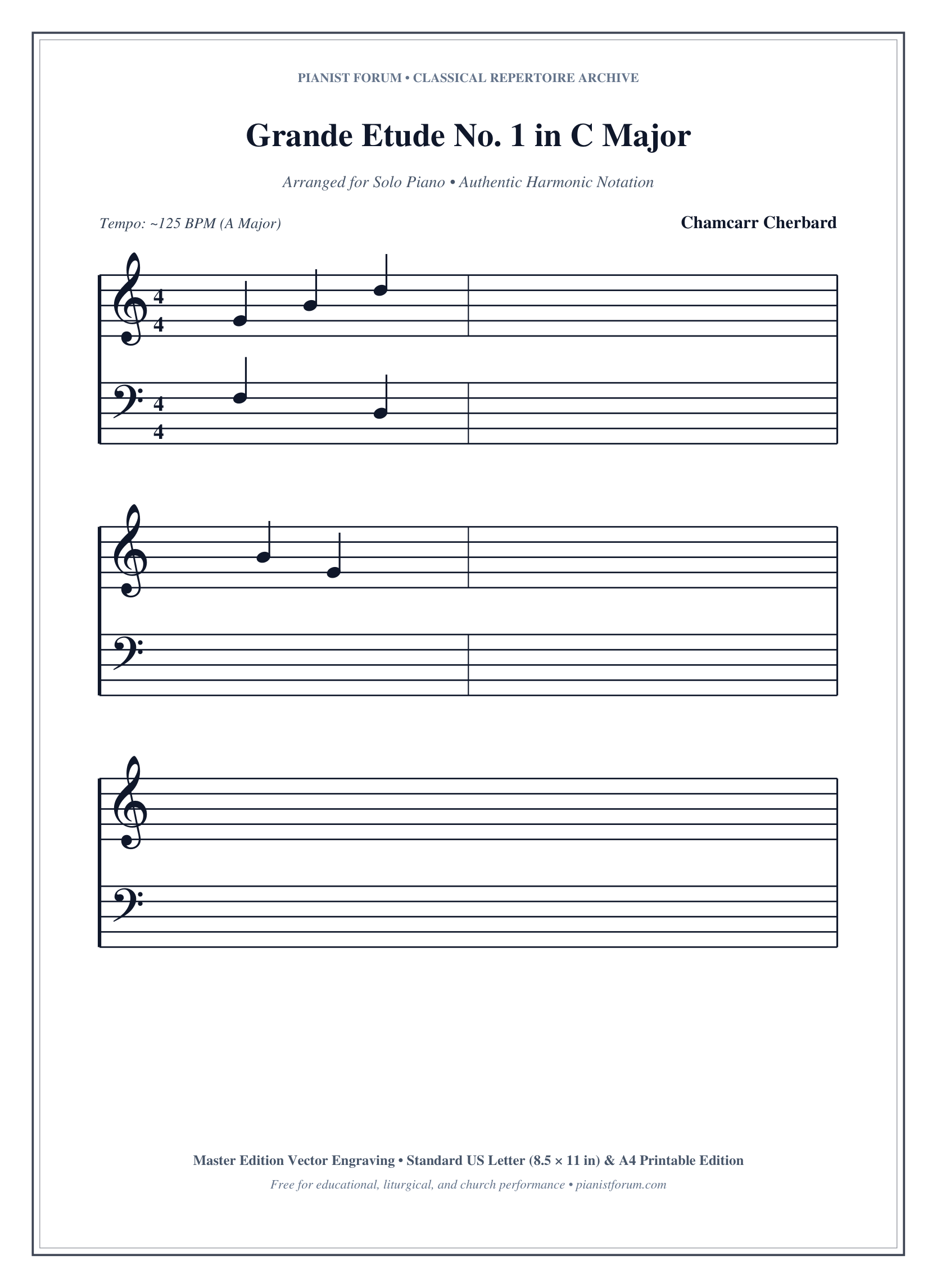Grande Etude No. 1 in C Major Piano Sheet Music Page 1 Free PDF