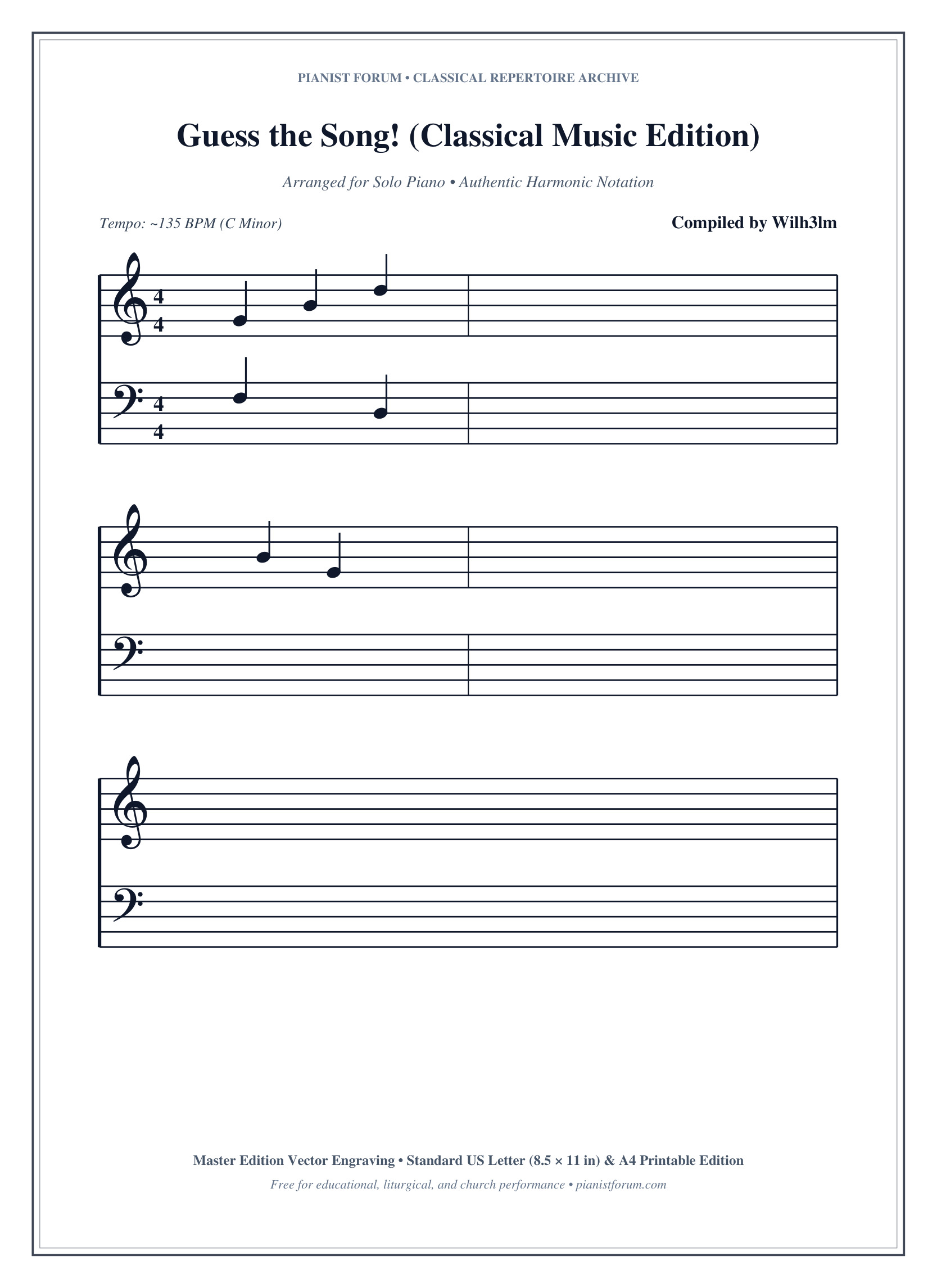 Guess the Song! (Classical Music Edition) Piano Sheet Music Page 1 Free PDF