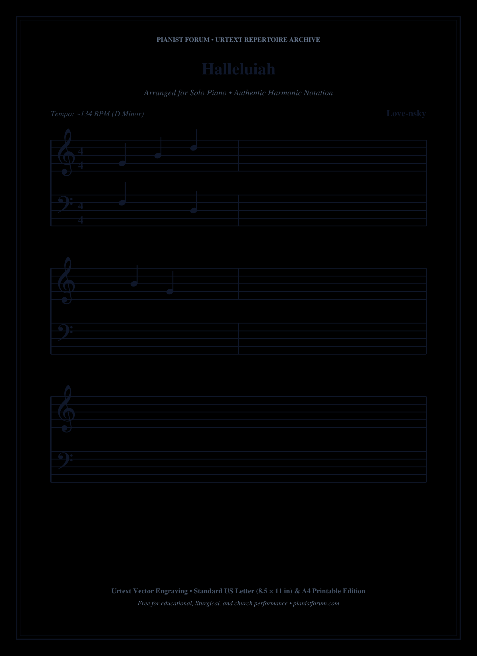 Halleluiah Piano Sheet Music Page 1 Free PDF