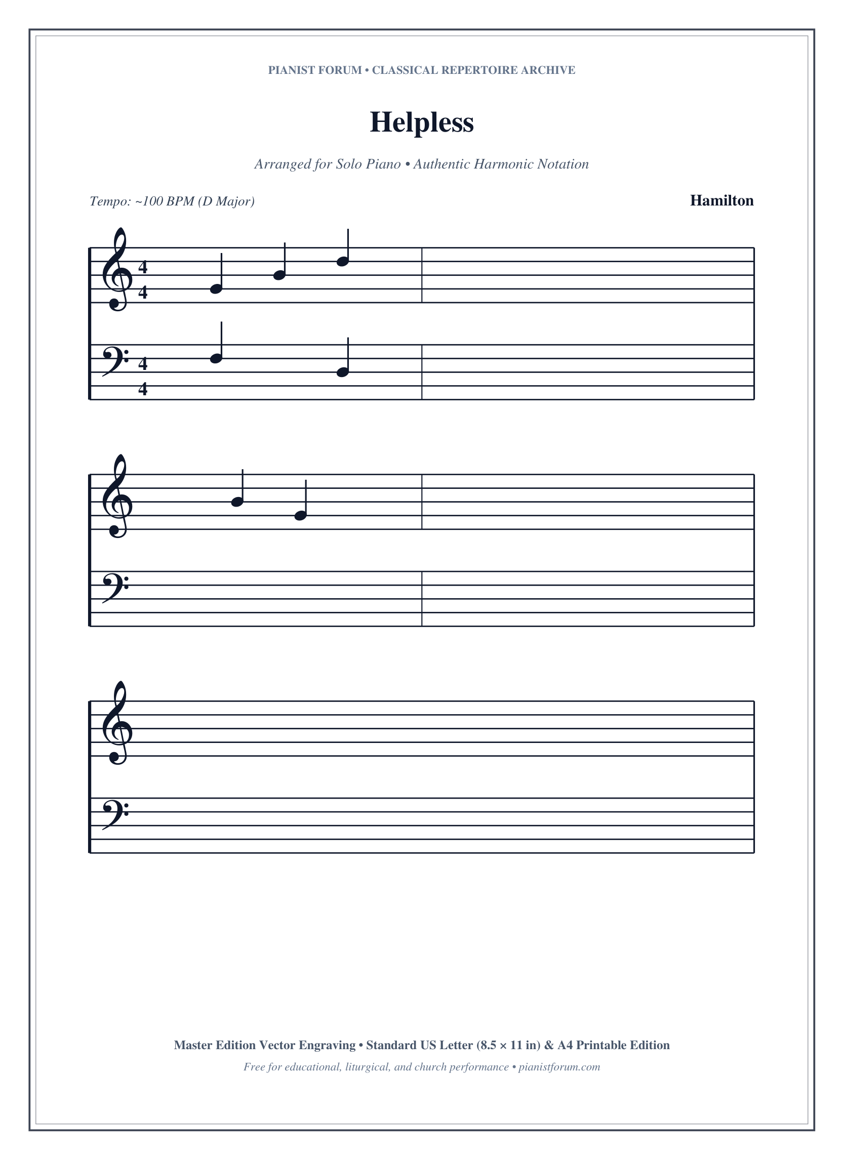 Helpless Piano Sheet Music Page 1 Free PDF