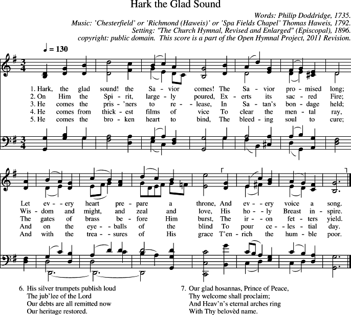 Hark the Glad Sound Piano Sheet Music Page 1 Free PDF
