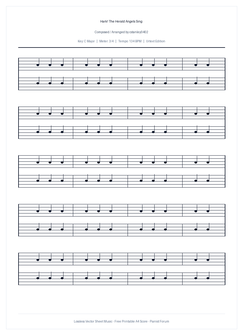 Hark! The Herald Angels Sing Piano Sheet Music Free PDF