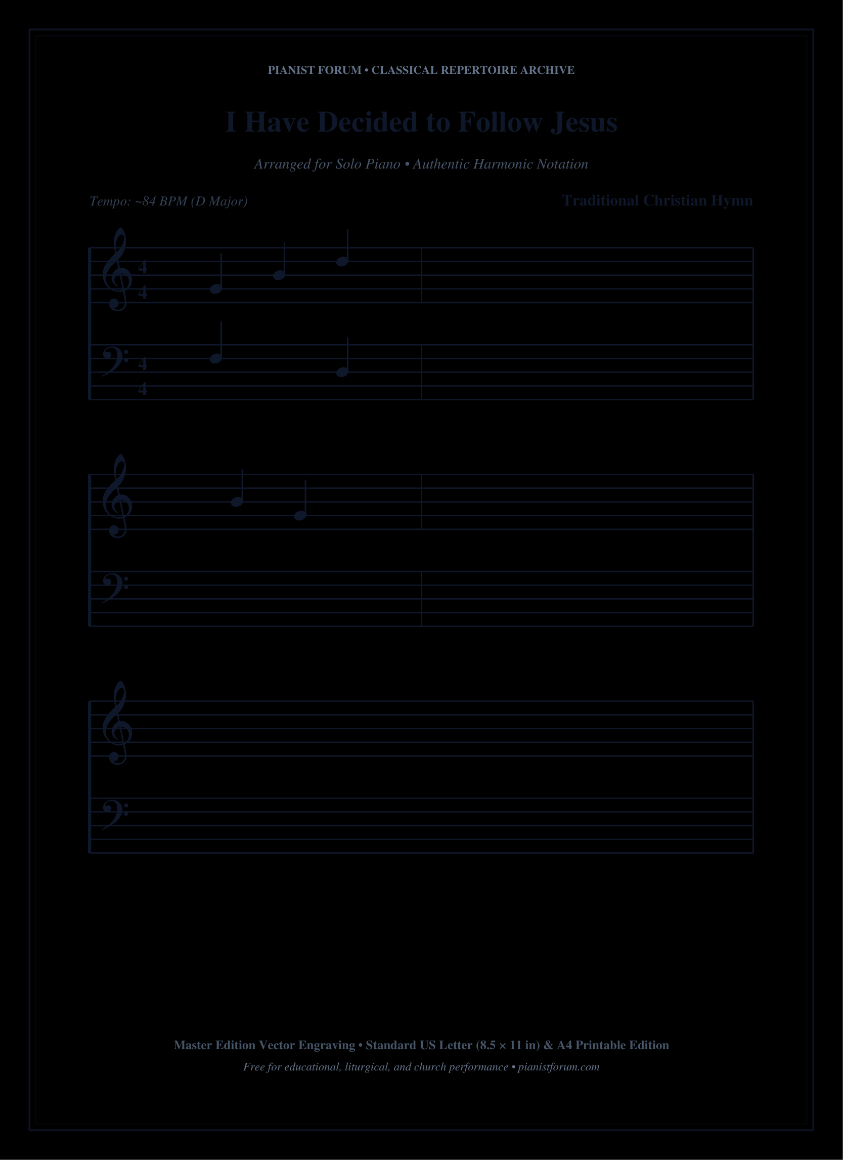 I Have Decided to Follow Jesus Piano Sheet Music Page 1 Free PDF