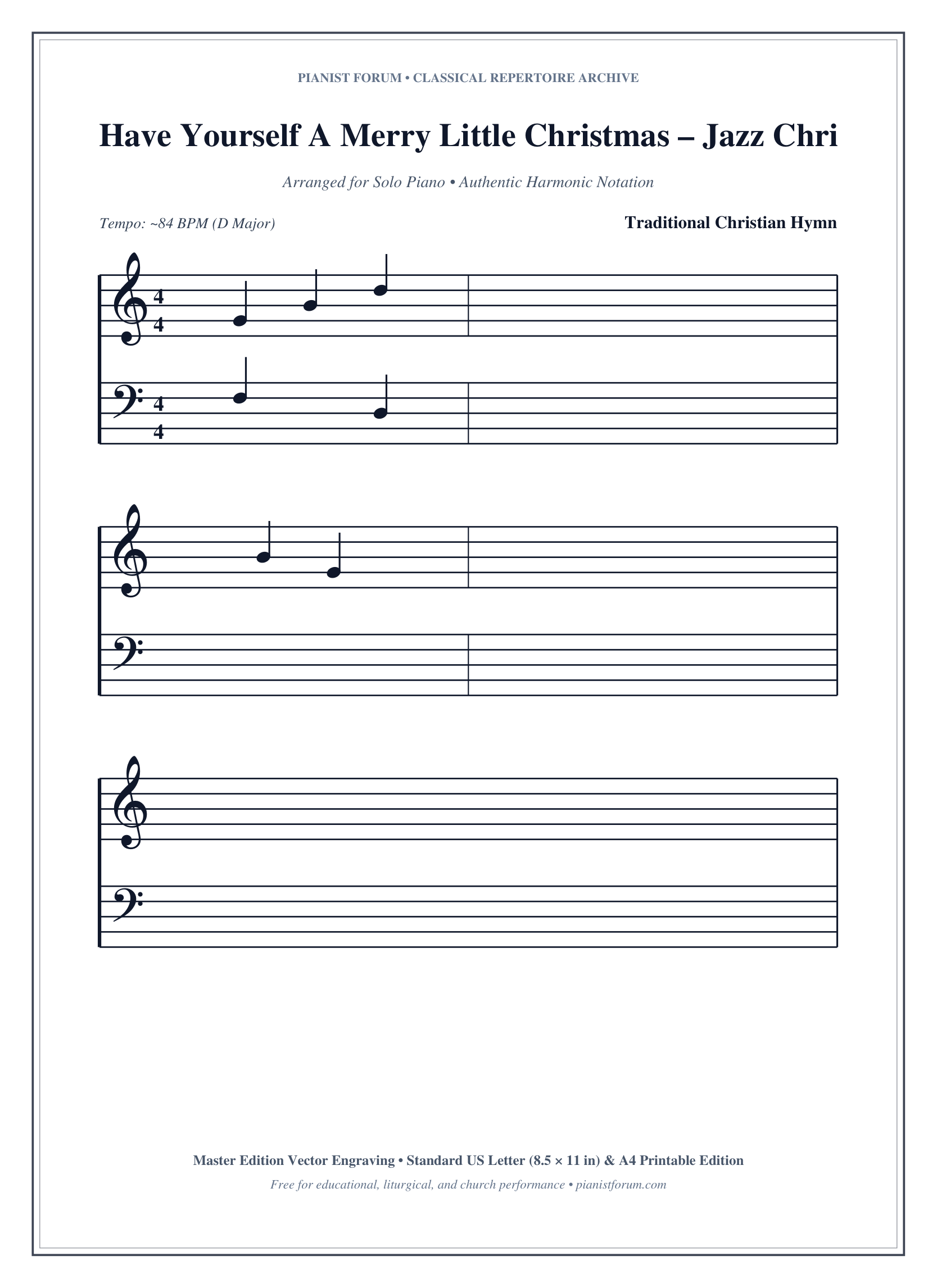 Have Yourself A Merry Little Christmas – Jazz Christmas Piano Sheet Music Page 1 Free PDF