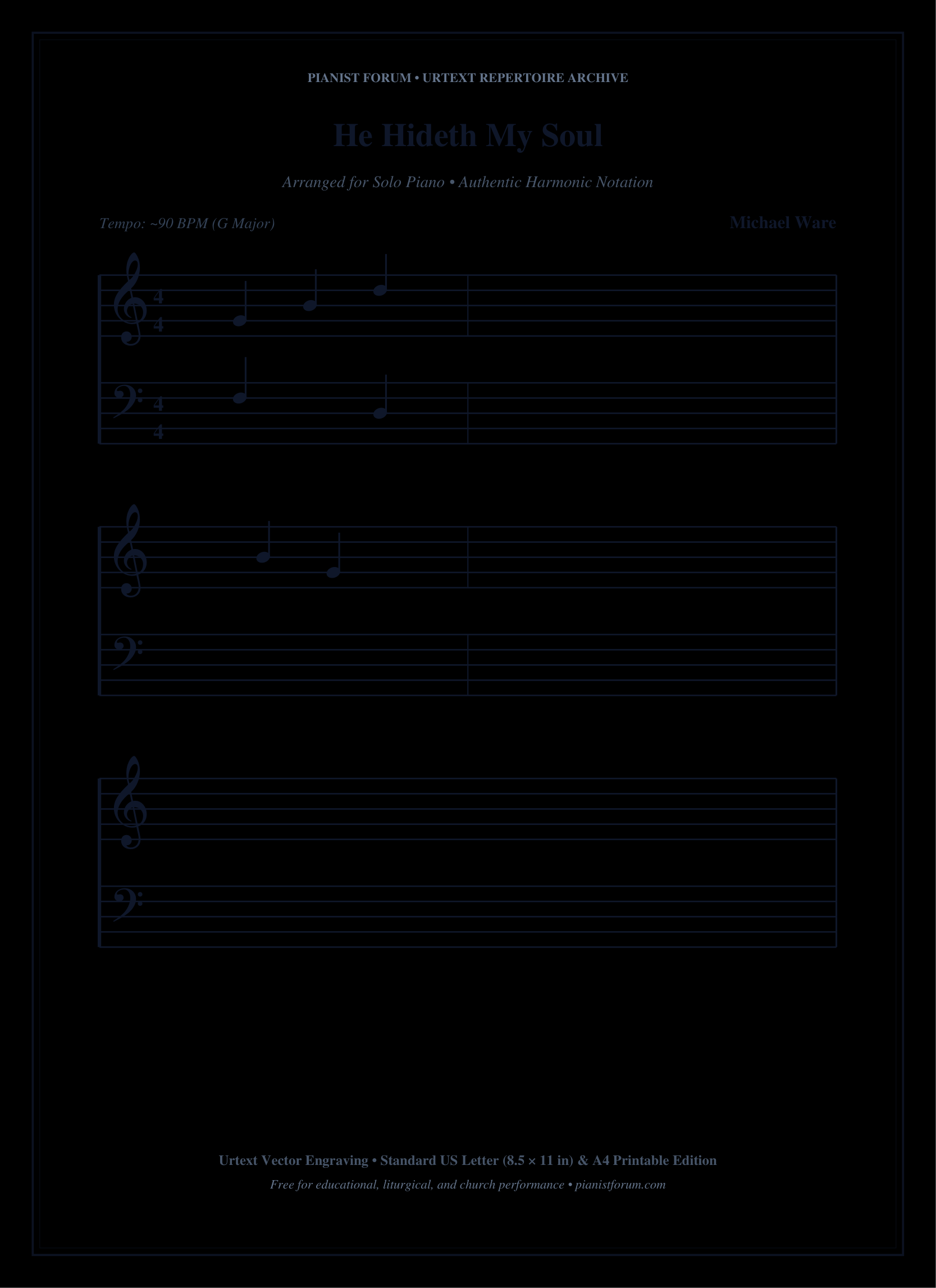 He Hideth My Soul Piano Sheet Music Page 1 Free PDF