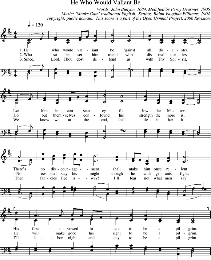 He Who Would Valiant Be Piano Sheet Music Page 1 Free PDF