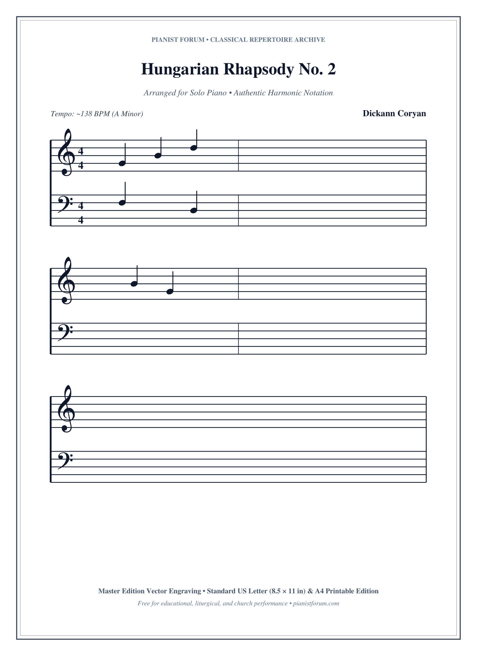 Hungarian Rhapsody No. 2 Piano Sheet Music Page 1 Free PDF