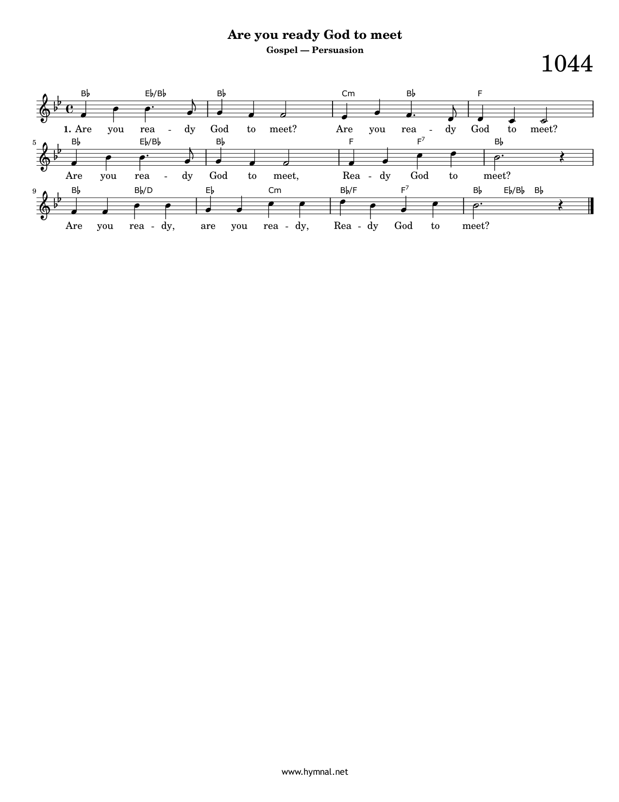 Are you ready God to meet (Hymn 1044) Piano Sheet Music Page 1 Free PDF