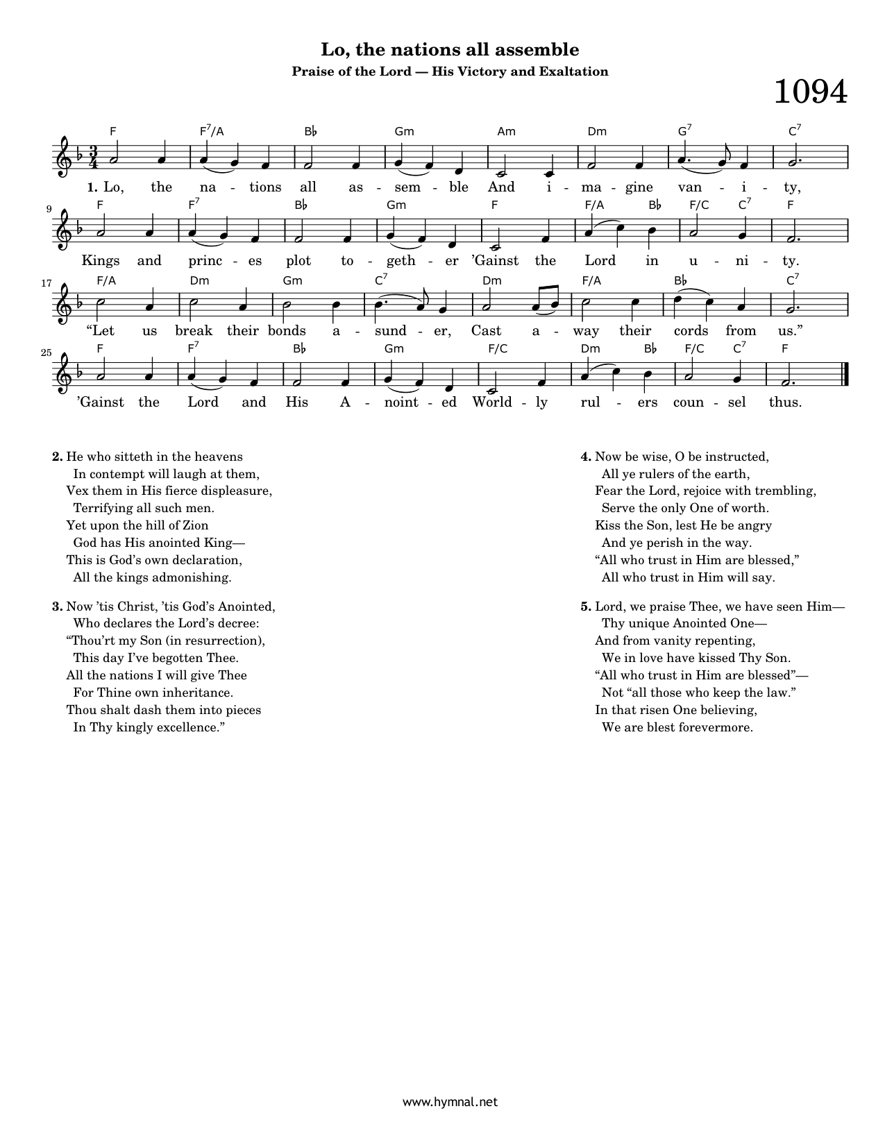 Lo, the nations all assemble (Hymn 1094) Piano Sheet Music Page 1 Free PDF