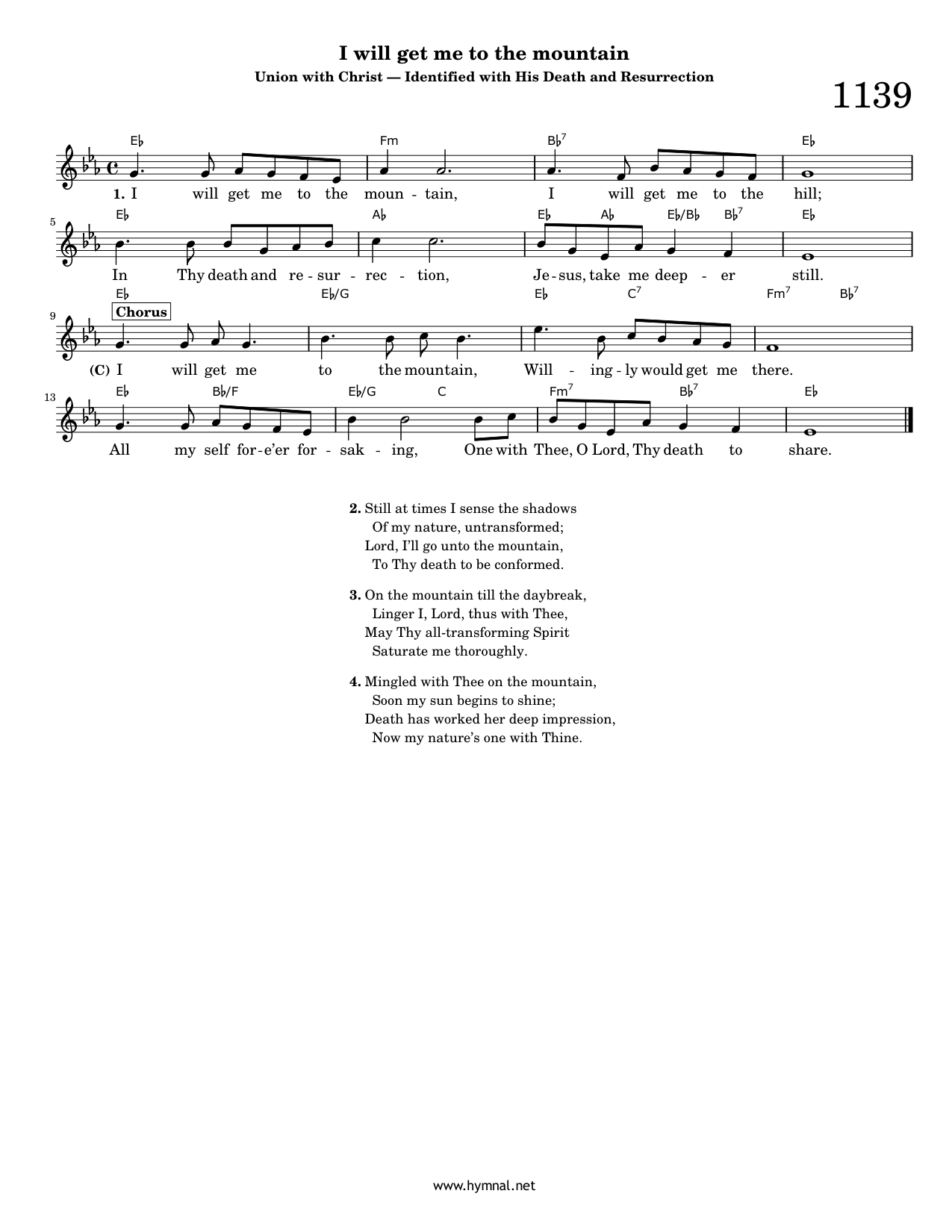 I will get me to the mountain (Hymn 1139) Piano Sheet Music Page 1 Free PDF