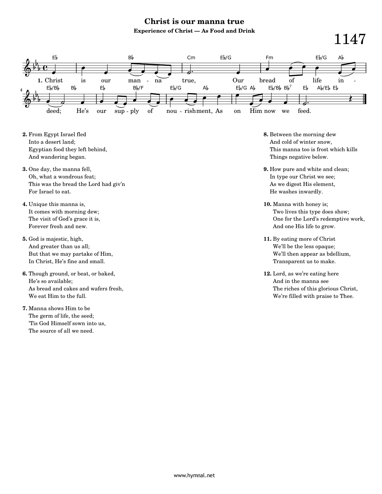 Christ is our manna true (Hymn 1147) Piano Sheet Music Page 1 Free PDF