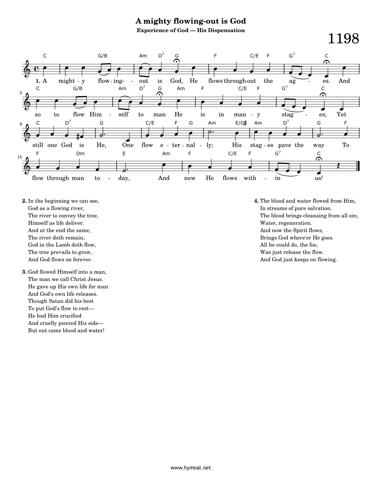 A mighty flowing-out is God (Hymn 1198) Piano Sheet Music Page 1 Free PDF