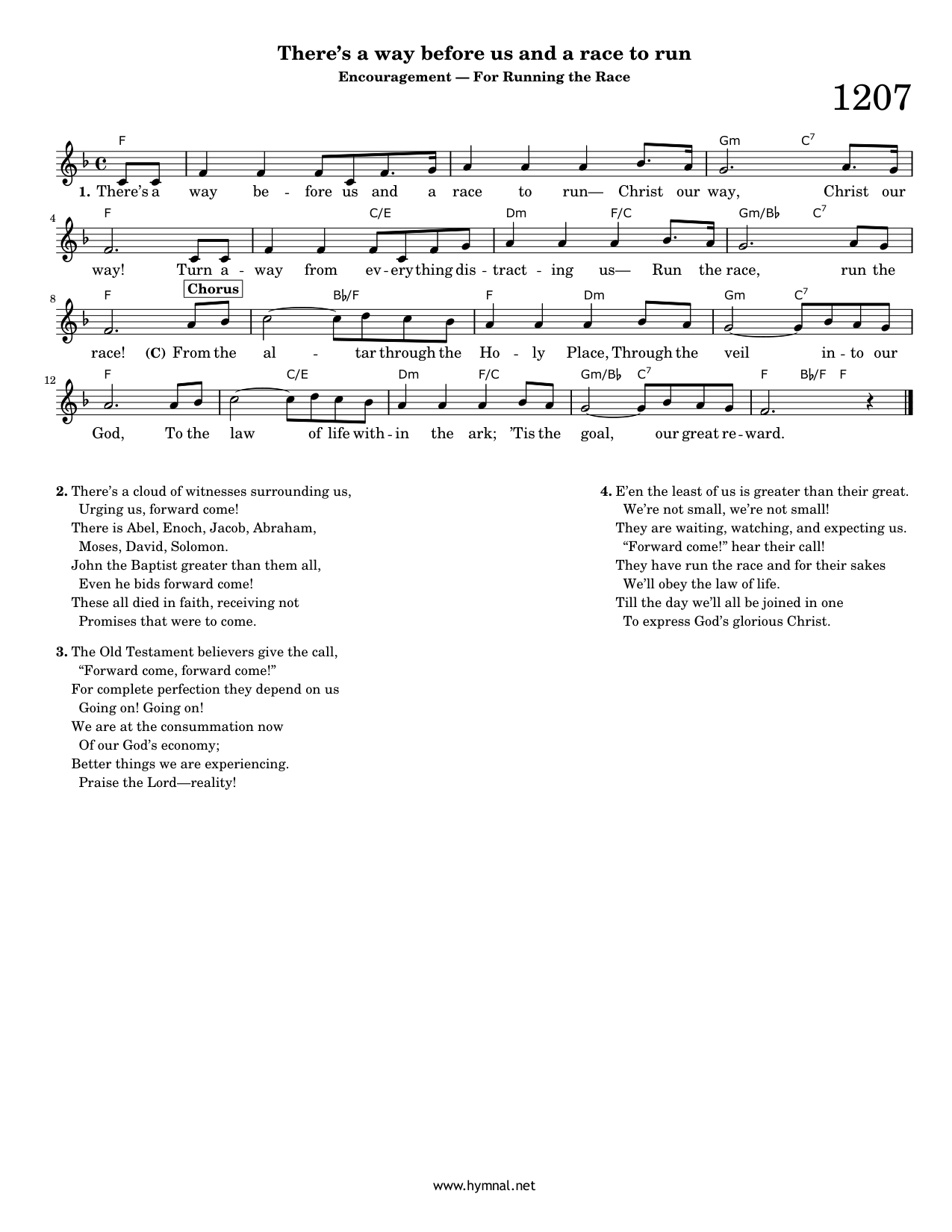 There's a way before us and a race to run (Hymn 1207) Piano Sheet Music Page 1 Free PDF
