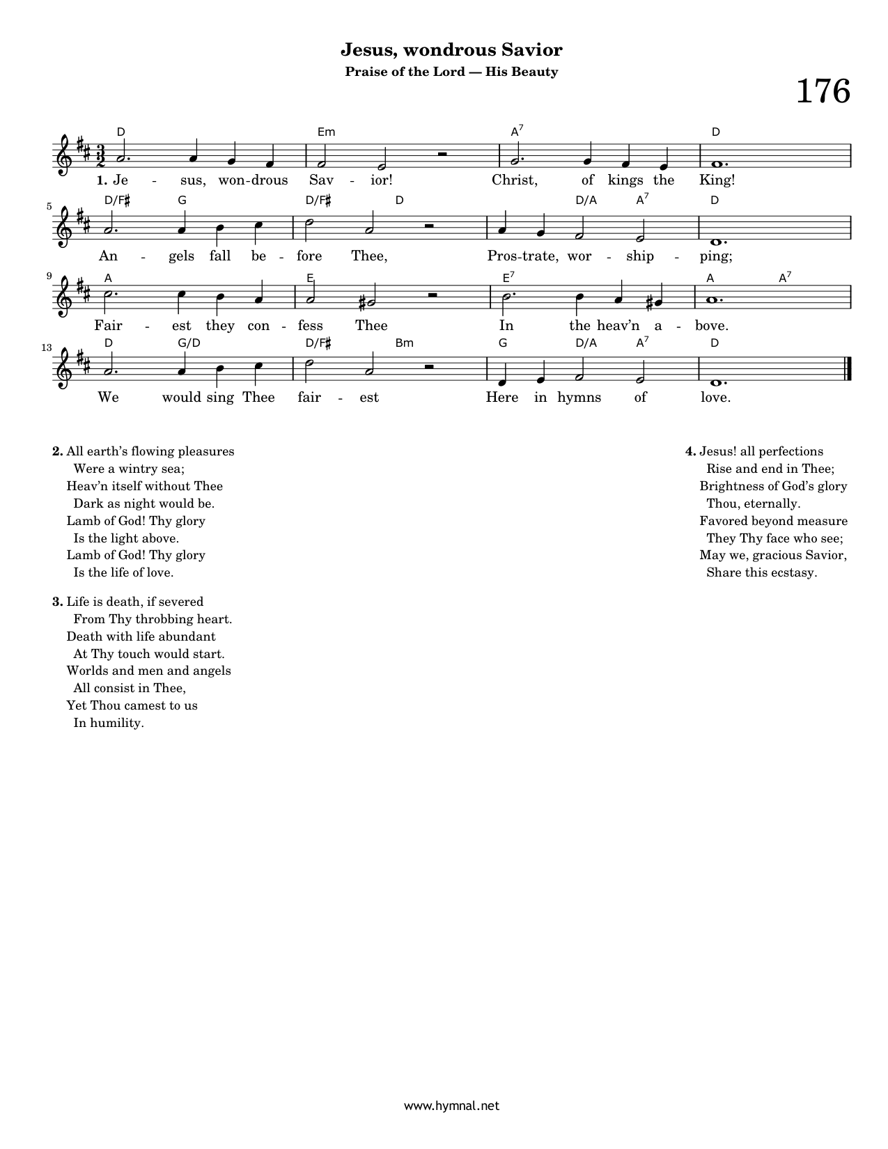 Jesus, wondrous Savior (Hymn 176) Piano Sheet Music Page 1 Free PDF