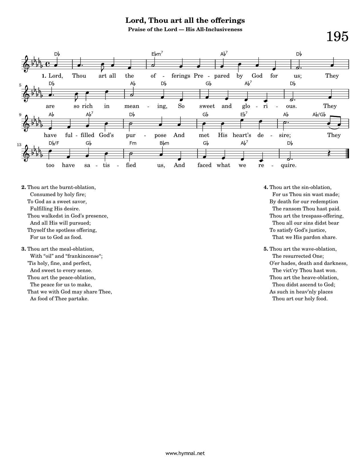 Lord, Thou art all the offerings (Hymn 195) Piano Sheet Music Page 1 Free PDF