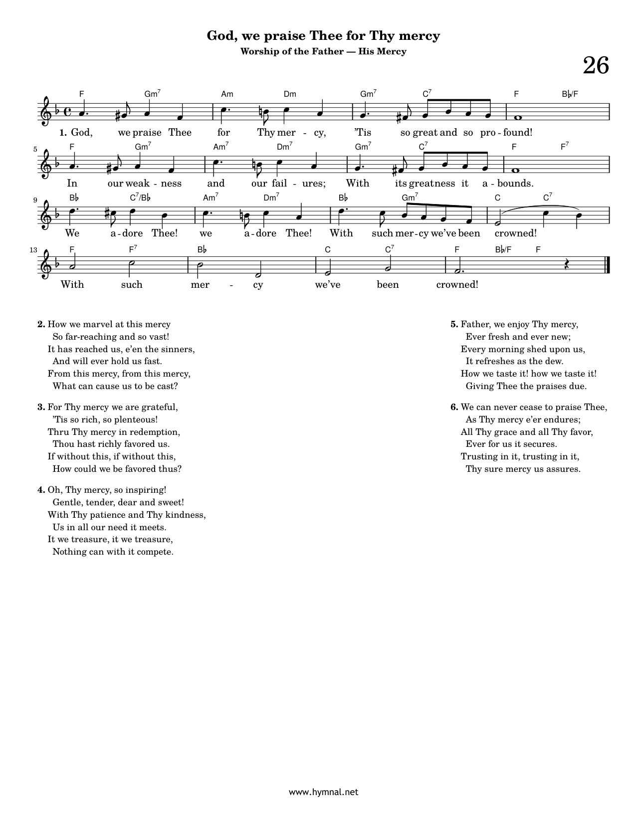 God, we praise Thee for Thy mercy (Hymn 26) Piano Sheet Music Page 1 Free PDF