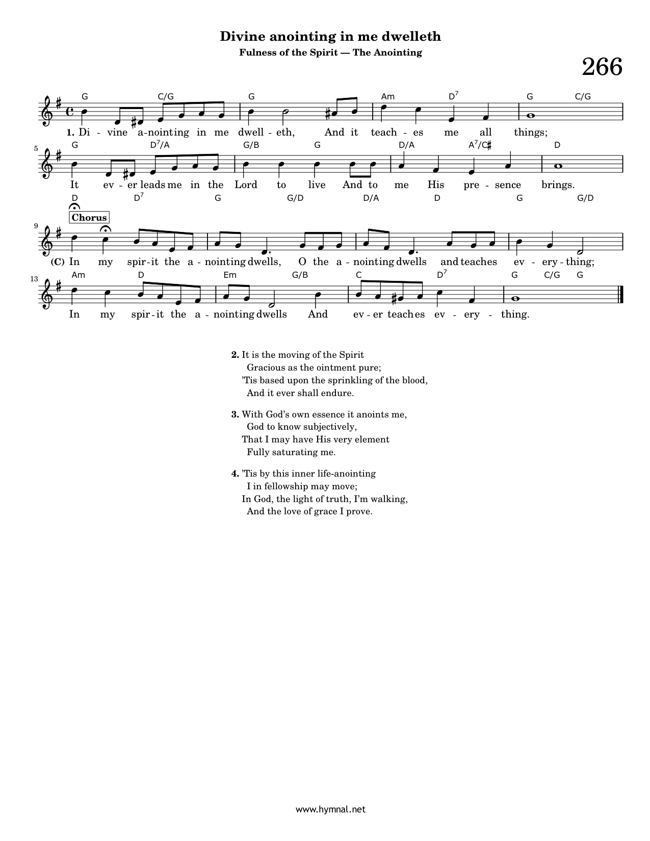 Divine anointing in me dwelleth (Hymn 266) Piano Sheet Music Page 1 Free PDF