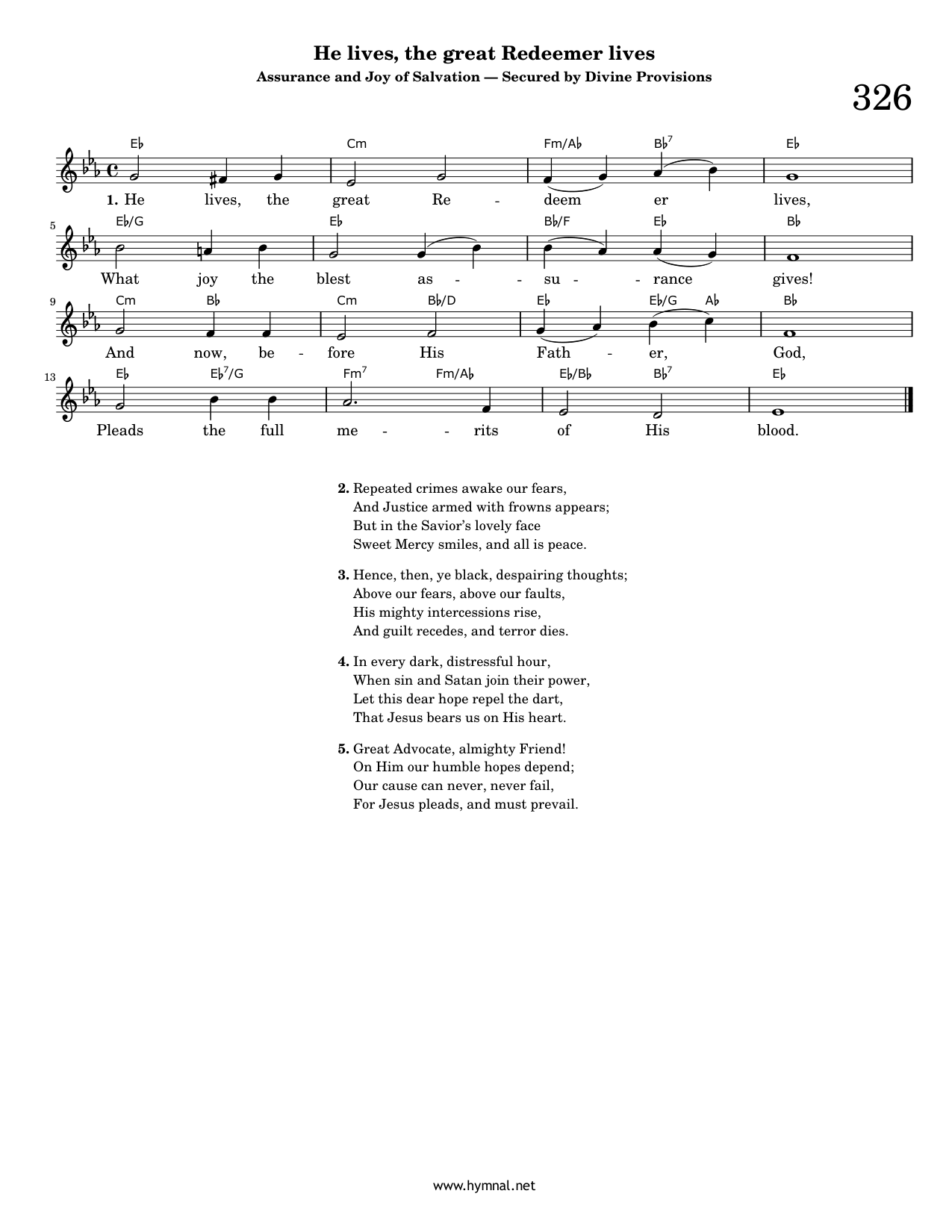 He lives, the great Redeemer lives (Hymn 326) Piano Sheet Music Page 1 Free PDF