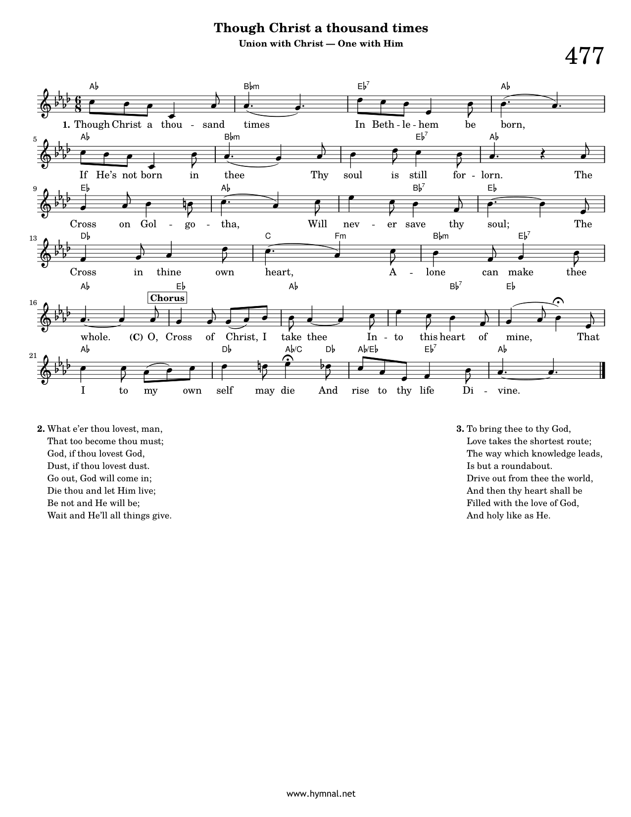 Though Christ a thousand times (Hymn 477) Piano Sheet Music Page 1 Free PDF