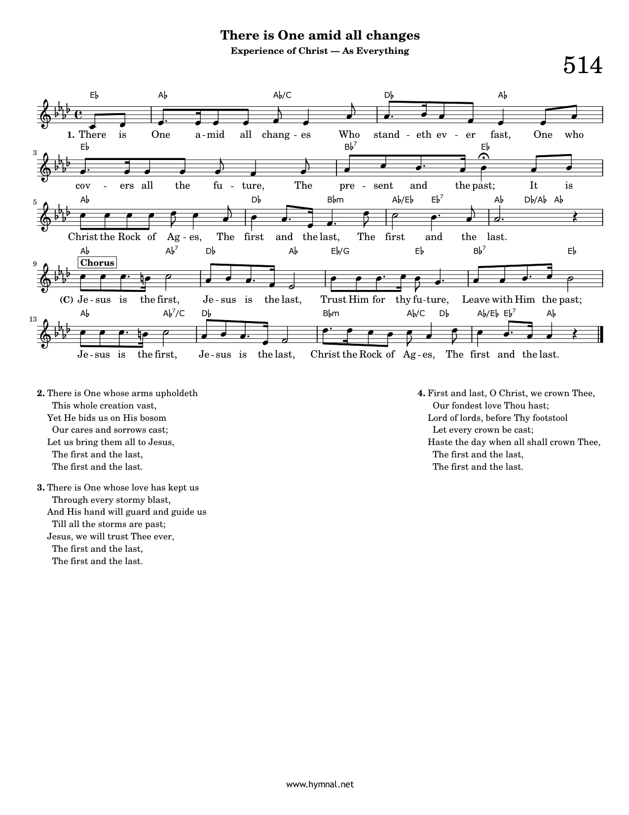 There is One amid all changes (Hymn 514) Piano Sheet Music Page 1 Free PDF