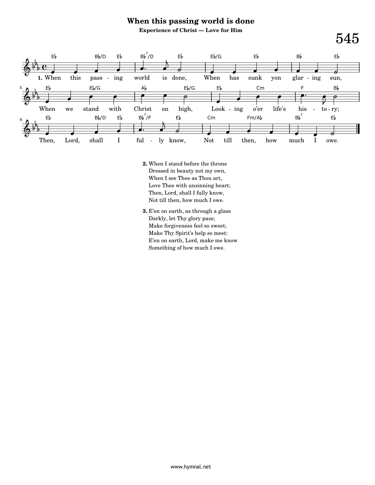When this passing world is done (Hymn 545) Piano Sheet Music Page 1 Free PDF