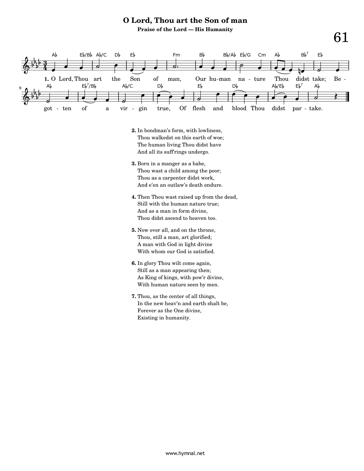 O Lord, Thou art the Son of man (Hymn 61) Piano Sheet Music Page 1 Free PDF