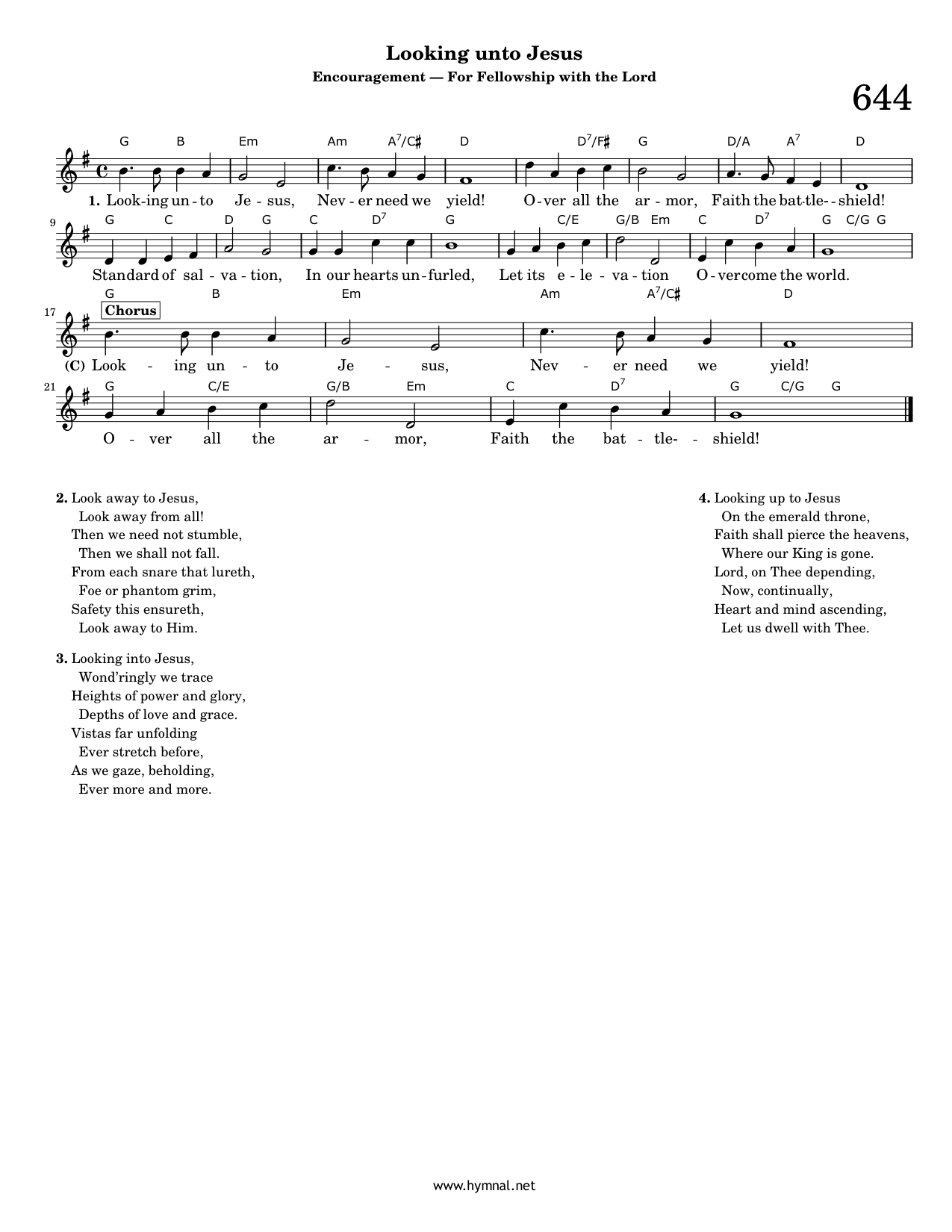 Looking unto Jesus (Hymn 644) Piano Sheet Music Page 1 Free PDF