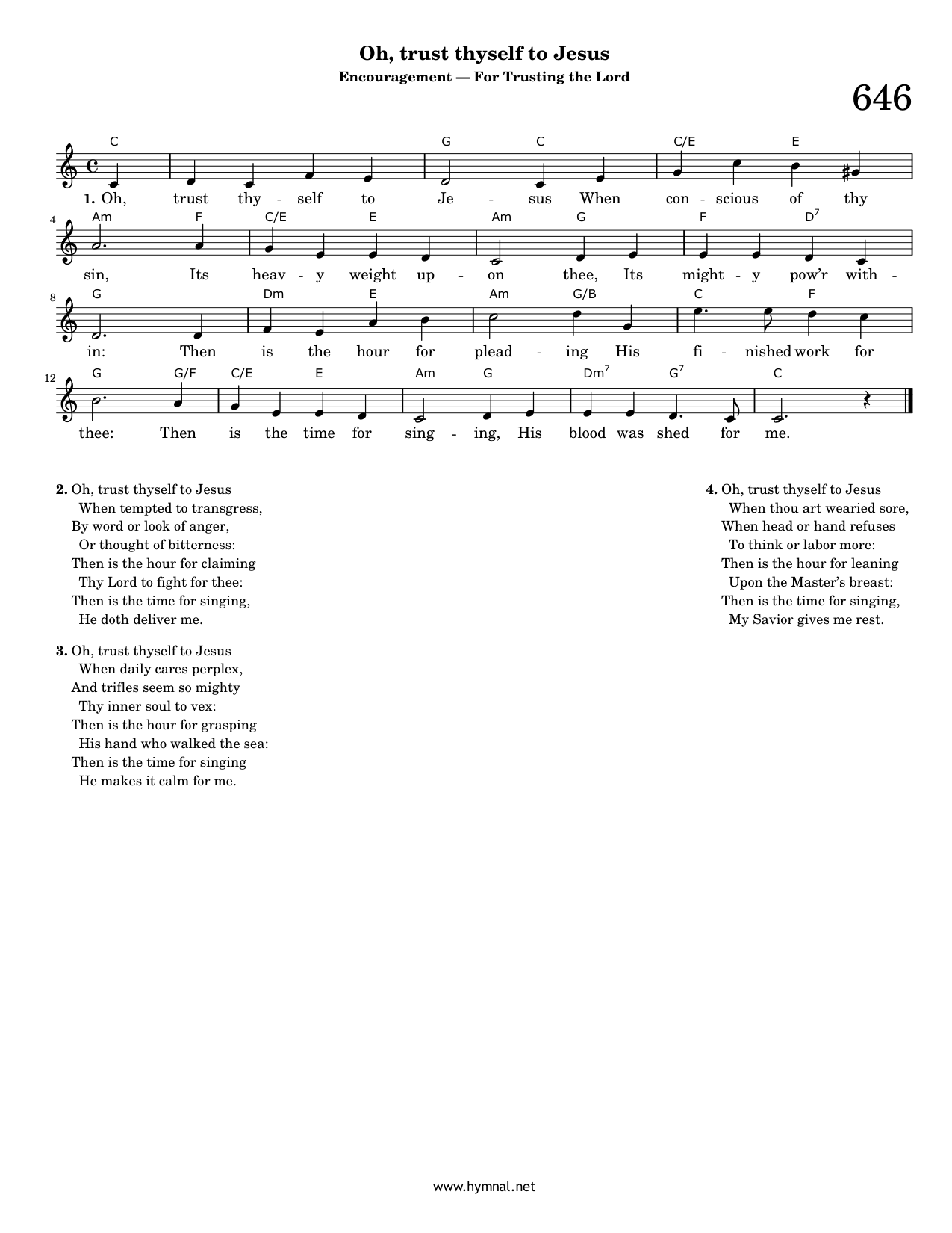 Oh, trust thyself to Jesus (Hymn 646) Piano Sheet Music Page 1 Free PDF