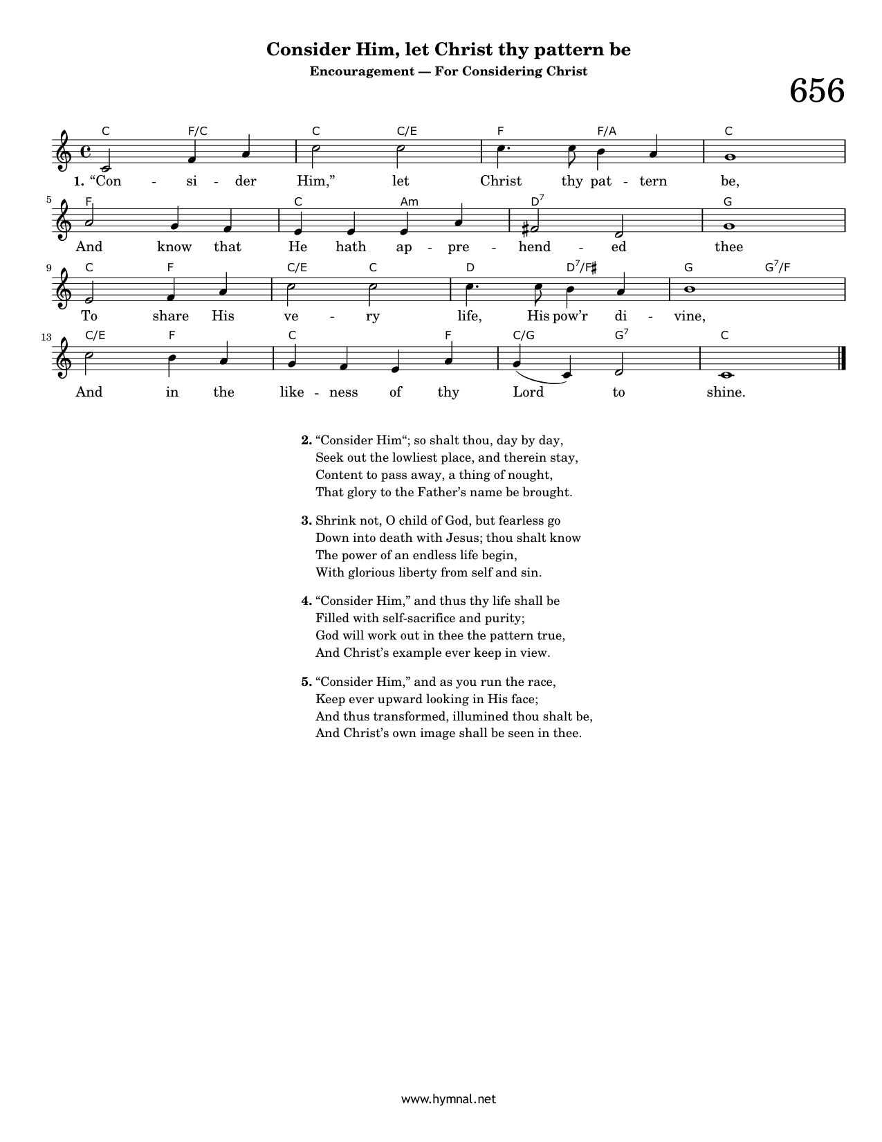 Consider Him, let Christ thy pattern be (Hymn 656) Piano Sheet Music Page 1 Free PDF