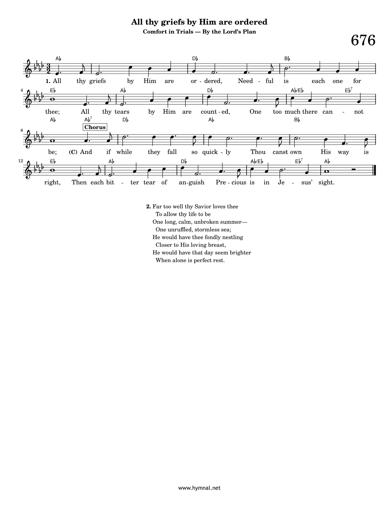 All thy griefs by Him are ordered (Hymn 676) Piano Sheet Music Page 1 Free PDF