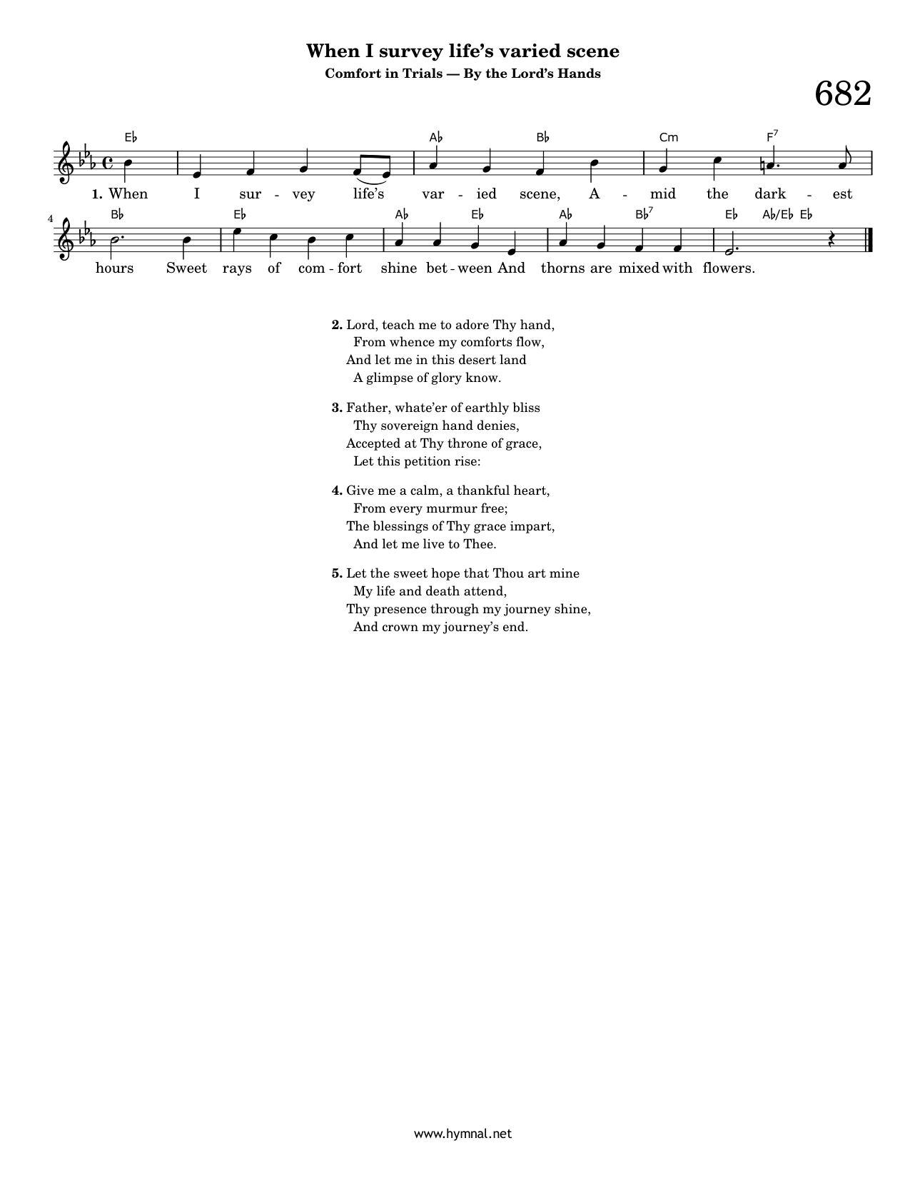When I survey life's varied scene (Hymn 682) Piano Sheet Music Page 1 Free PDF