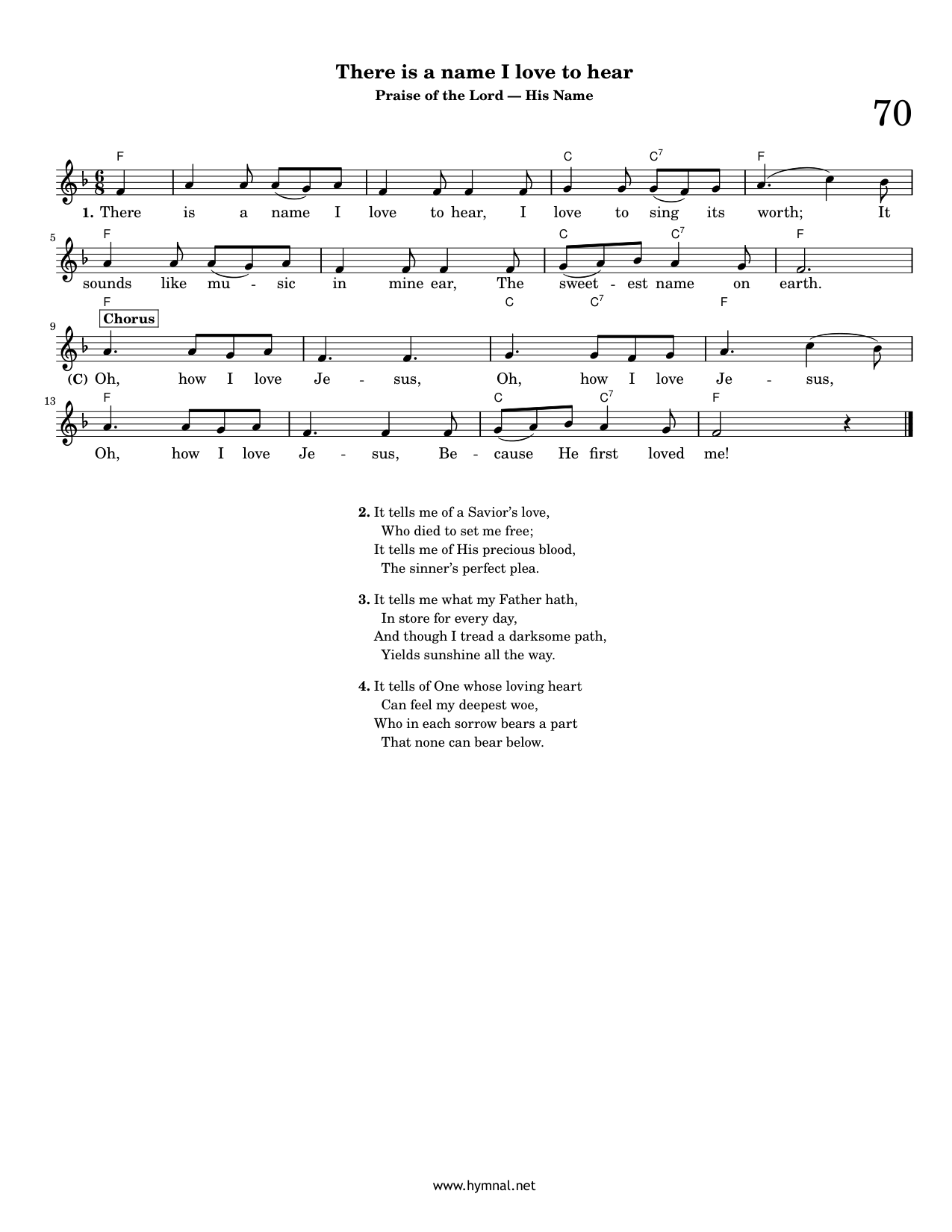 There is a name I love to hear (Hymn 70) Piano Sheet Music Page 1 Free PDF