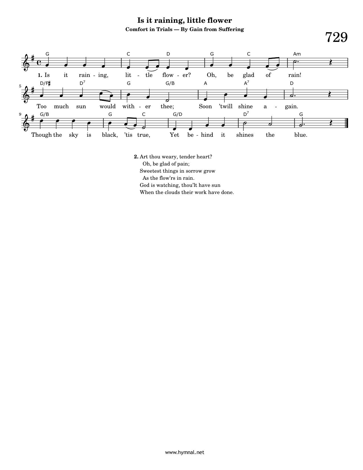 Is it raining, little flower (Hymn 729) Piano Sheet Music Page 1 Free PDF