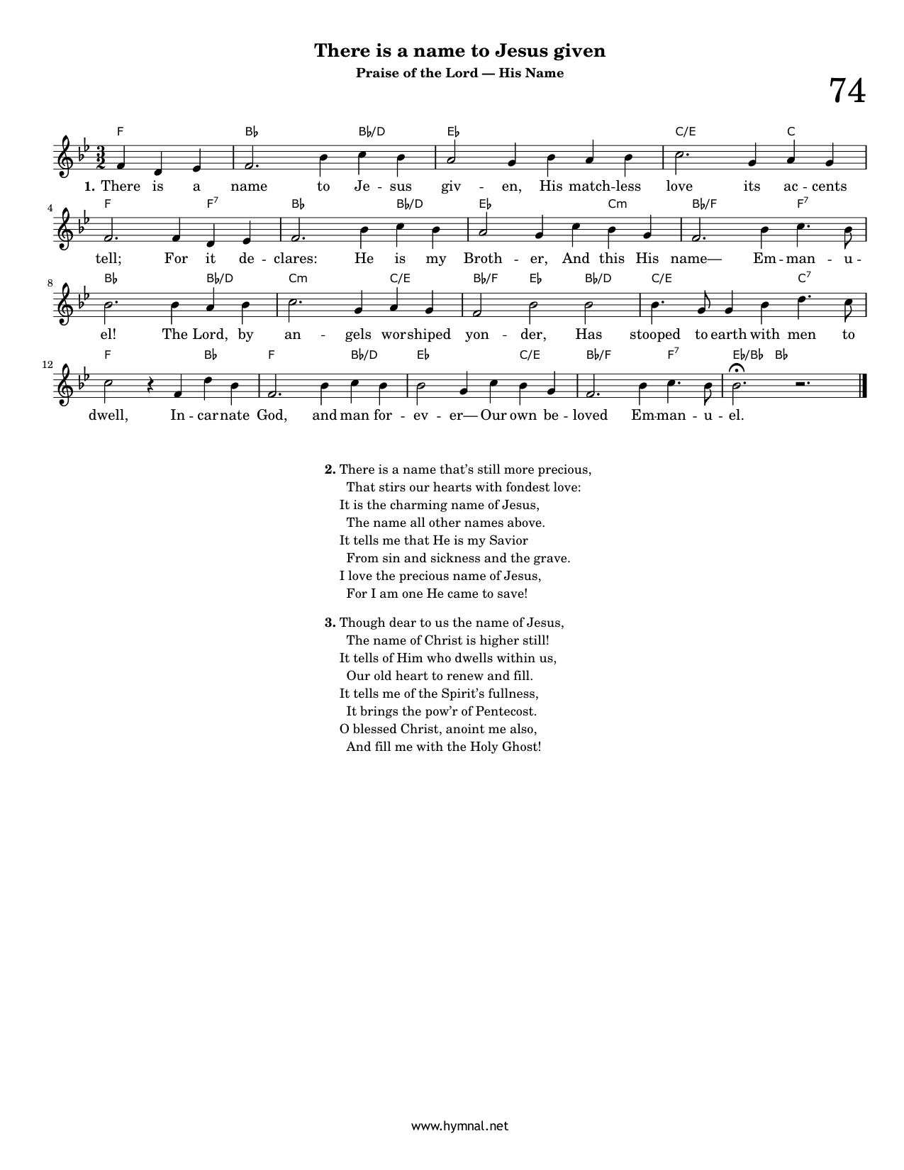 There is a name to Jesus given (Hymn 74) Piano Sheet Music Page 1 Free PDF