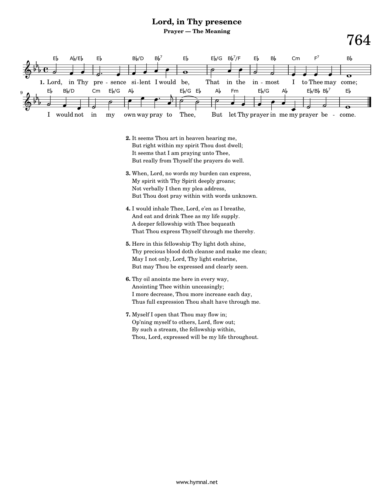 Lord, in Thy presence (Hymn 764) Piano Sheet Music Page 1 Free PDF