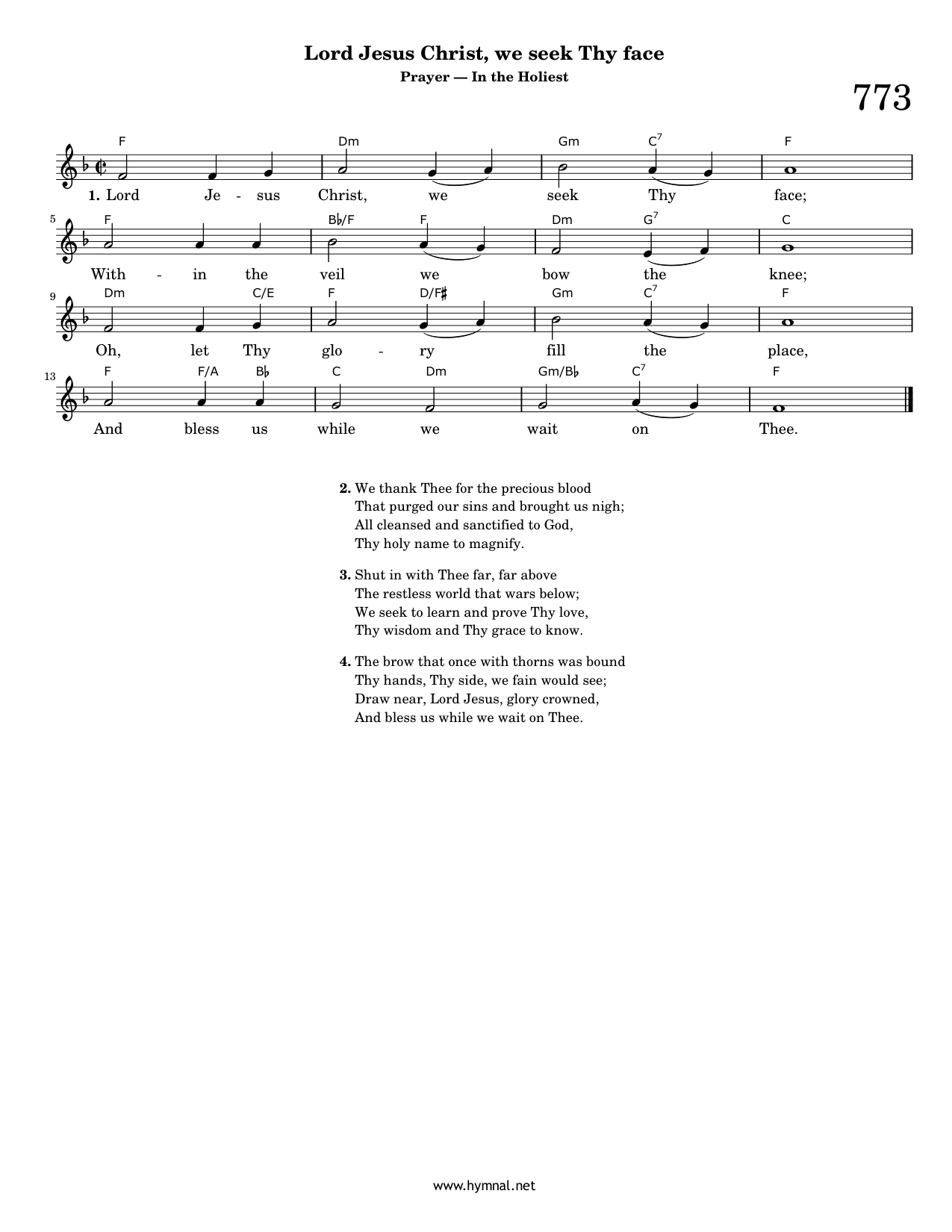 Lord Jesus Christ, we seek Thy face (Hymn 773) Piano Sheet Music Page 1 Free PDF