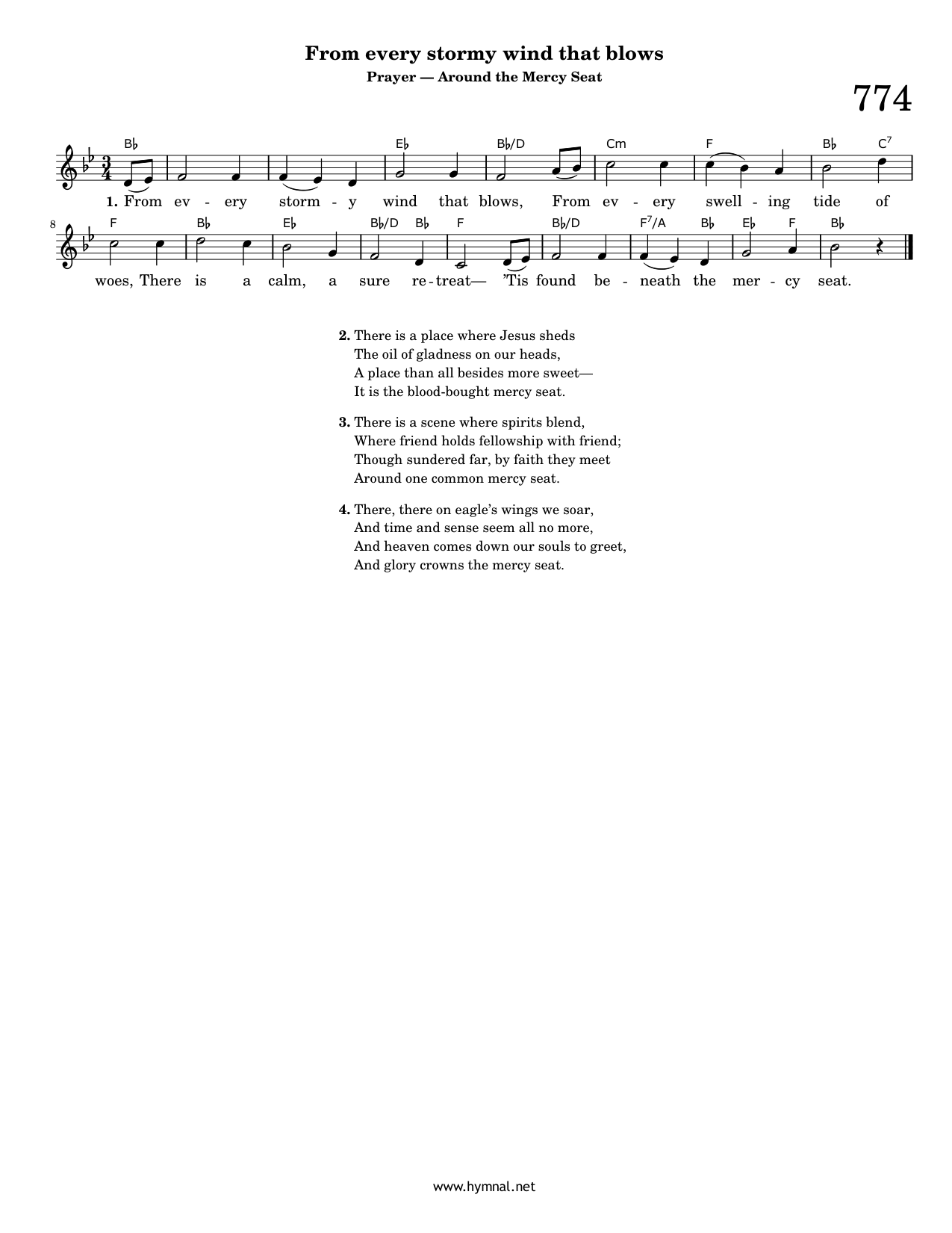From every stormy wind that blows (Hymn 774) Piano Sheet Music Page 1 Free PDF