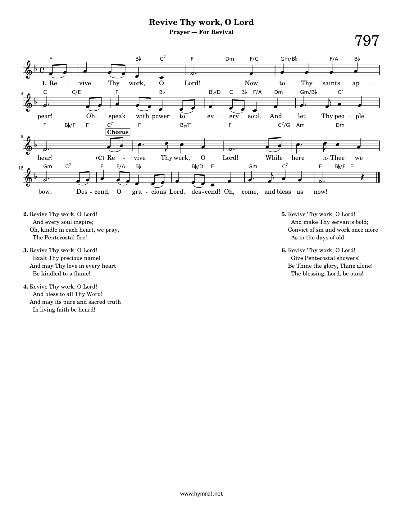 Revive Thy work, O Lord (Hymn 797) Piano Sheet Music Page 1 Free PDF