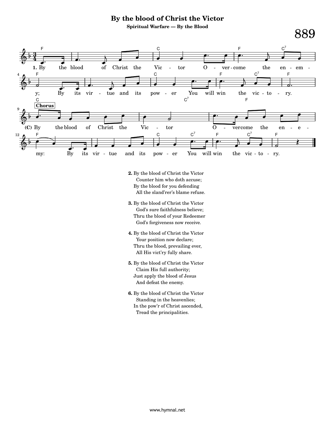 By the blood of Christ the Victor (Hymn 889) Piano Sheet Music Page 1 Free PDF