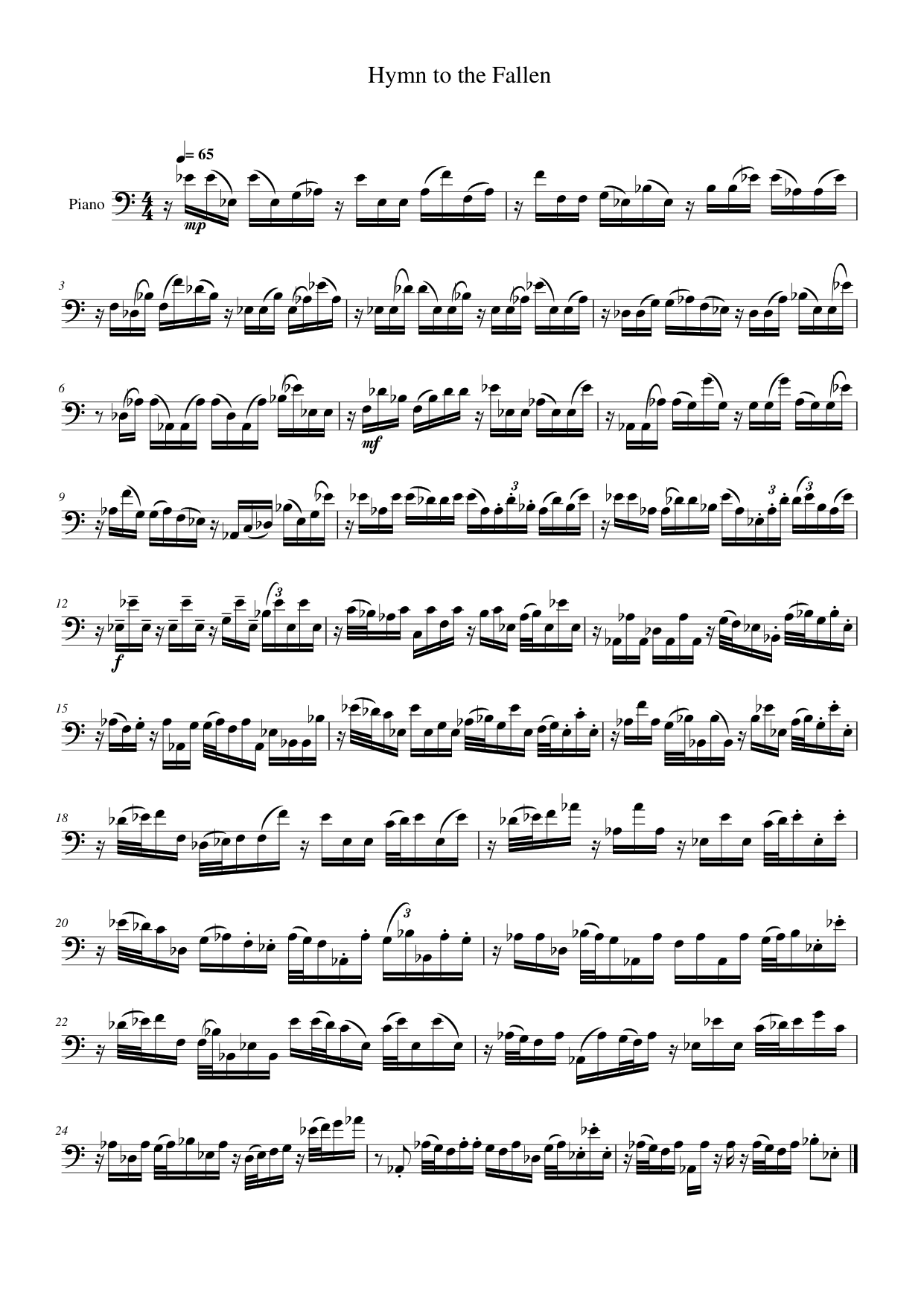 Hymn to the Fallen Piano Sheet Music Page 1 Free PDF